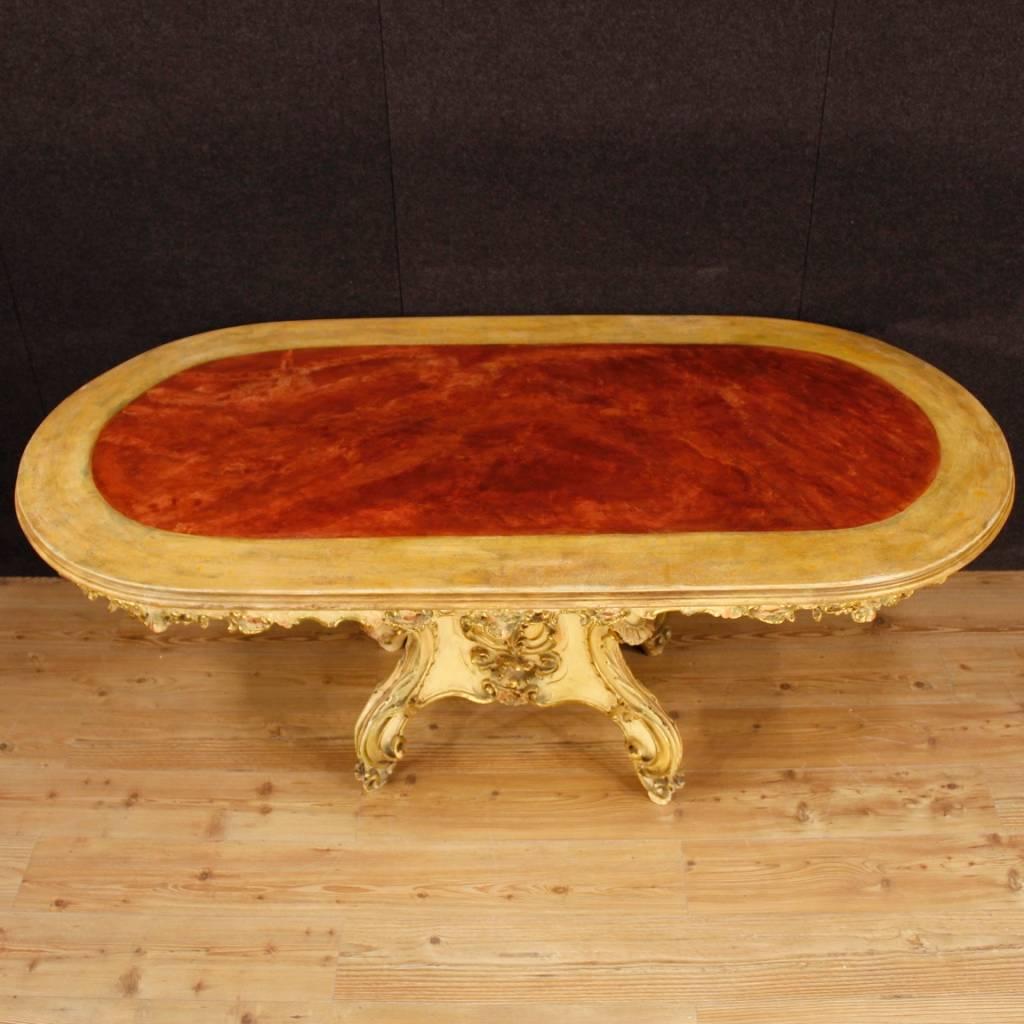 Late 20th Century Venetian Table in Lacquered and Gilded Wood from 20th Century 
