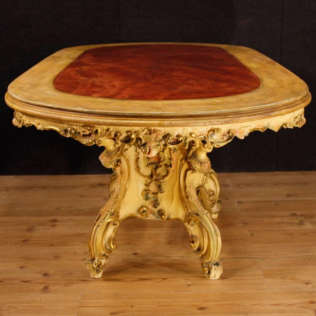 Venetian Table in Lacquered and Gilded Wood from 20th Century  1