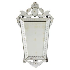 Venetian Tapered Mirror with Decorative Floral Headpiece 