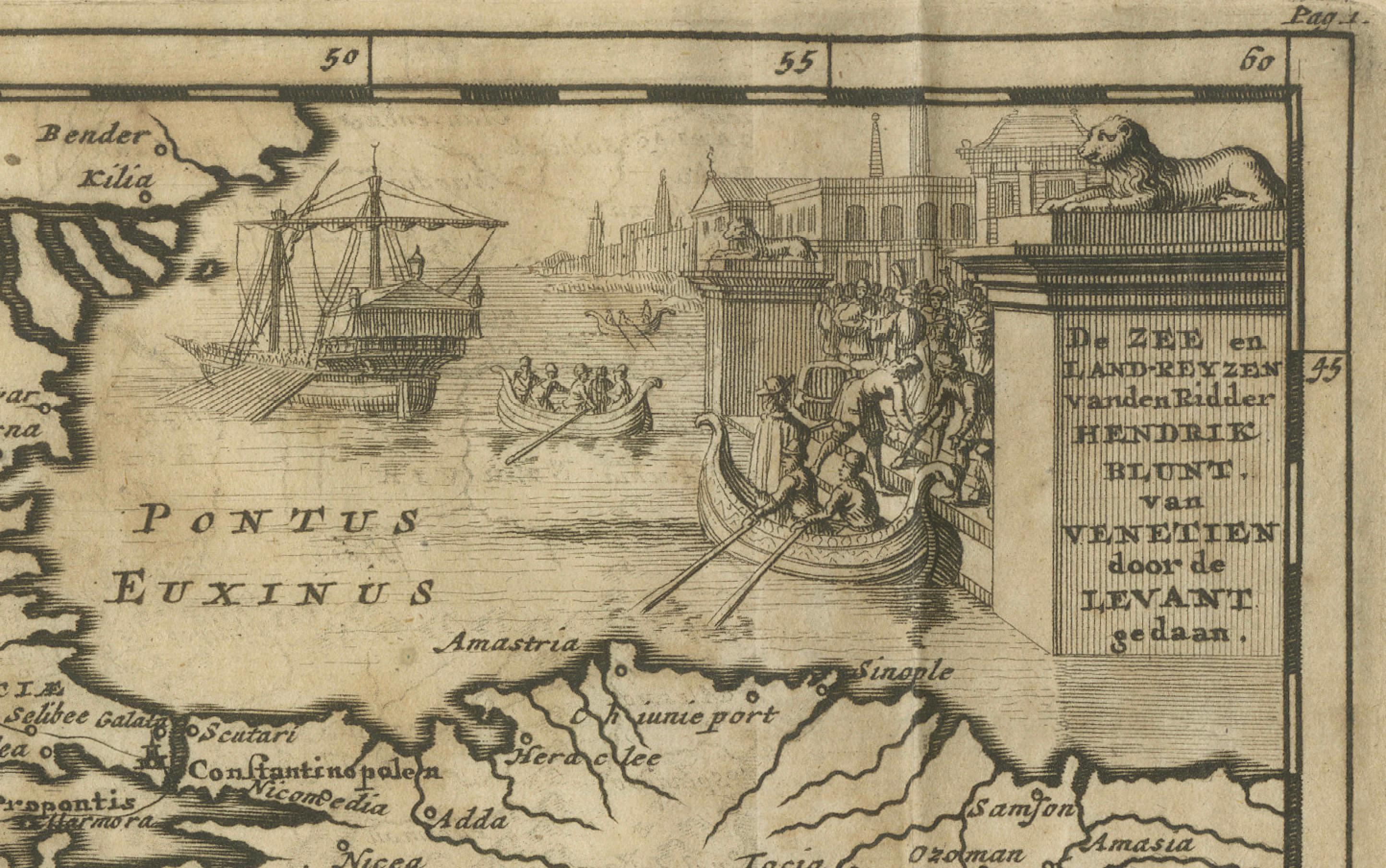 Paper Venetian Trade Routes in the Levant – Antique Map by Pieter van der Aa, ca.1720 For Sale