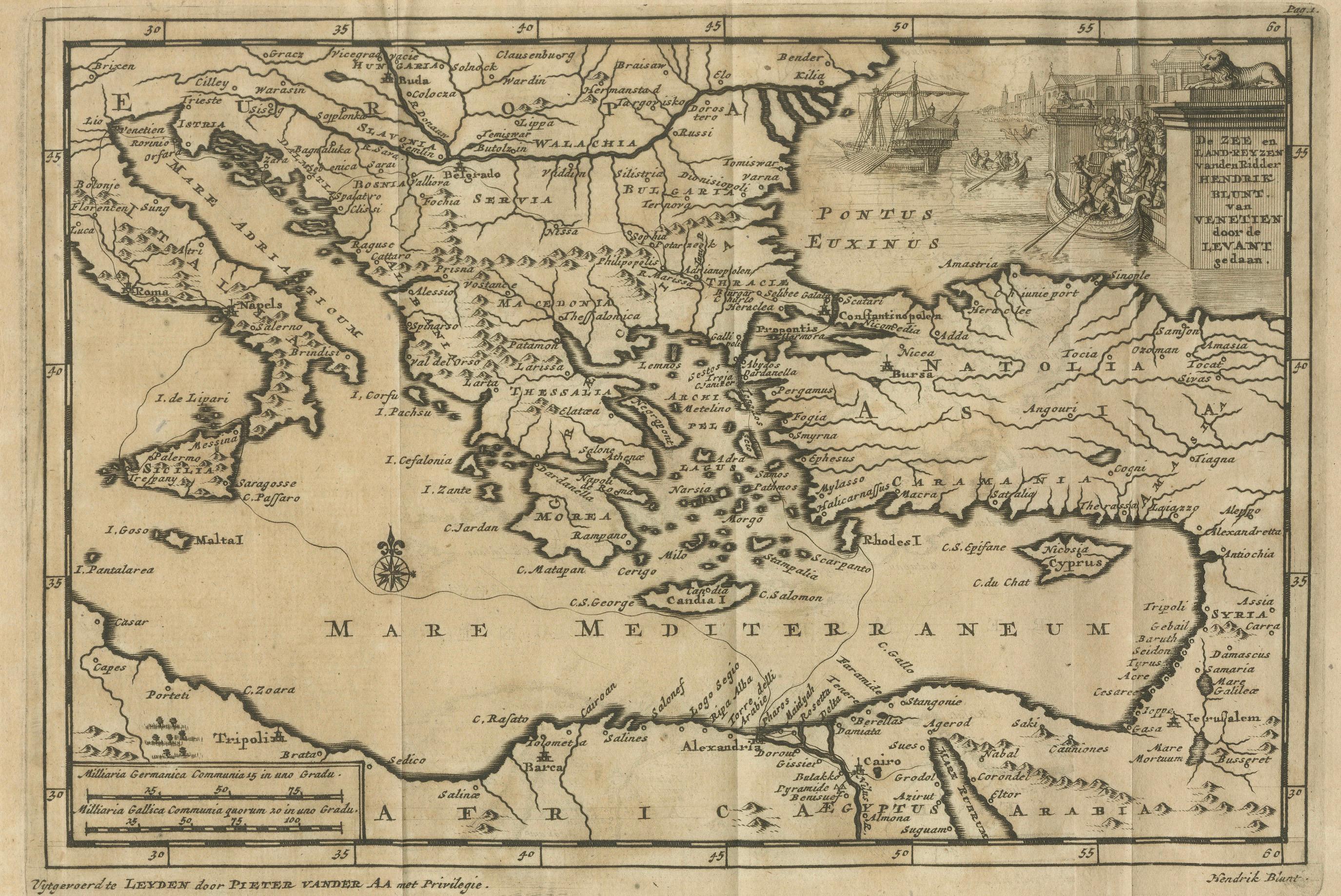 Venetian Trade Routes in the Levant – Antique Map by Pieter van der Aa, ca.1720 For Sale 1