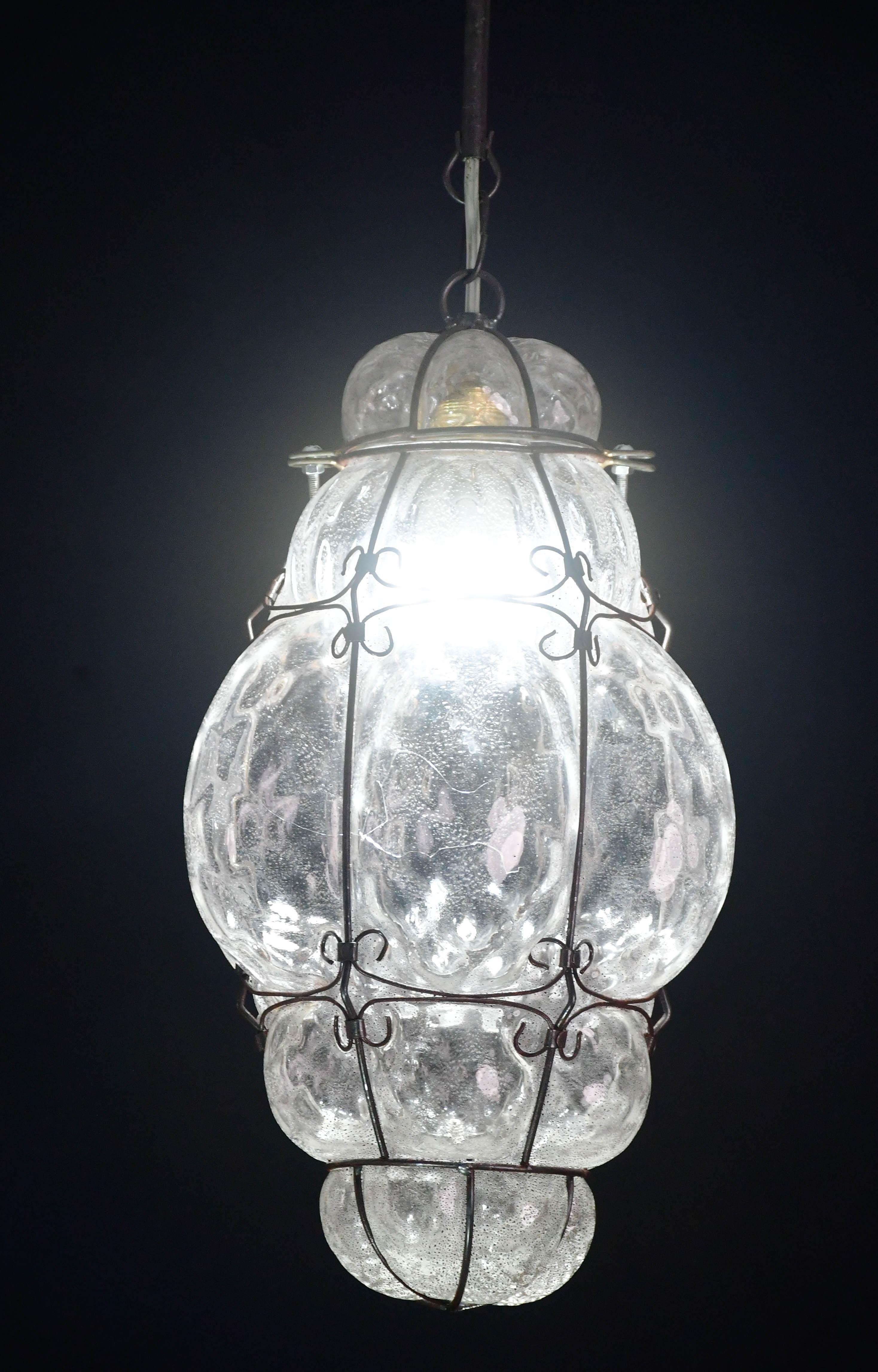 Venetian Transparent Lantern, Murano Glass, Italy, 1970s im Zustand „Gut“ im Angebot in Roma, IT