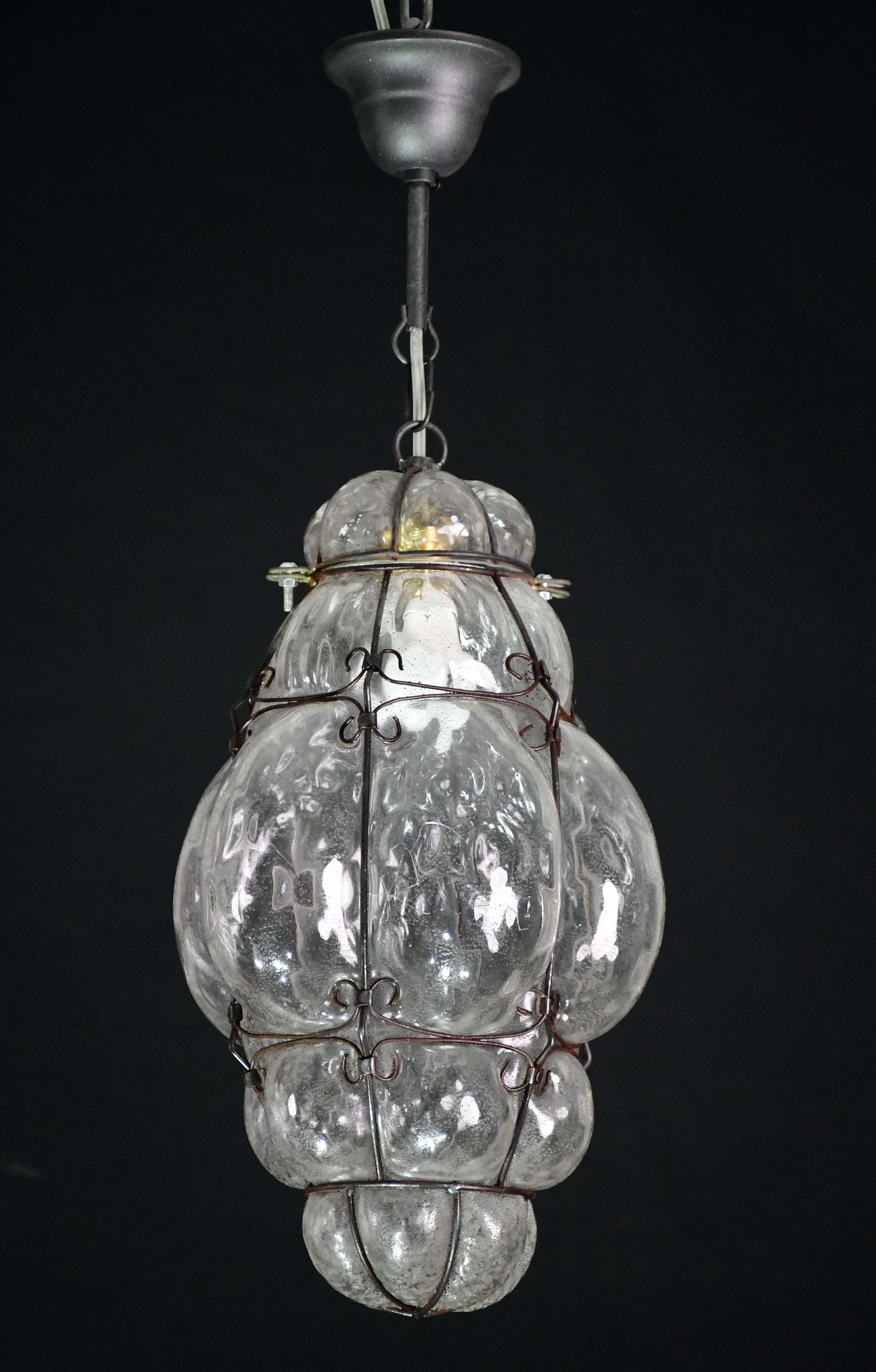 Venetian Transparent Lantern, Murano Glass, Italy, 1970s (Ende des 20. Jahrhunderts) im Angebot