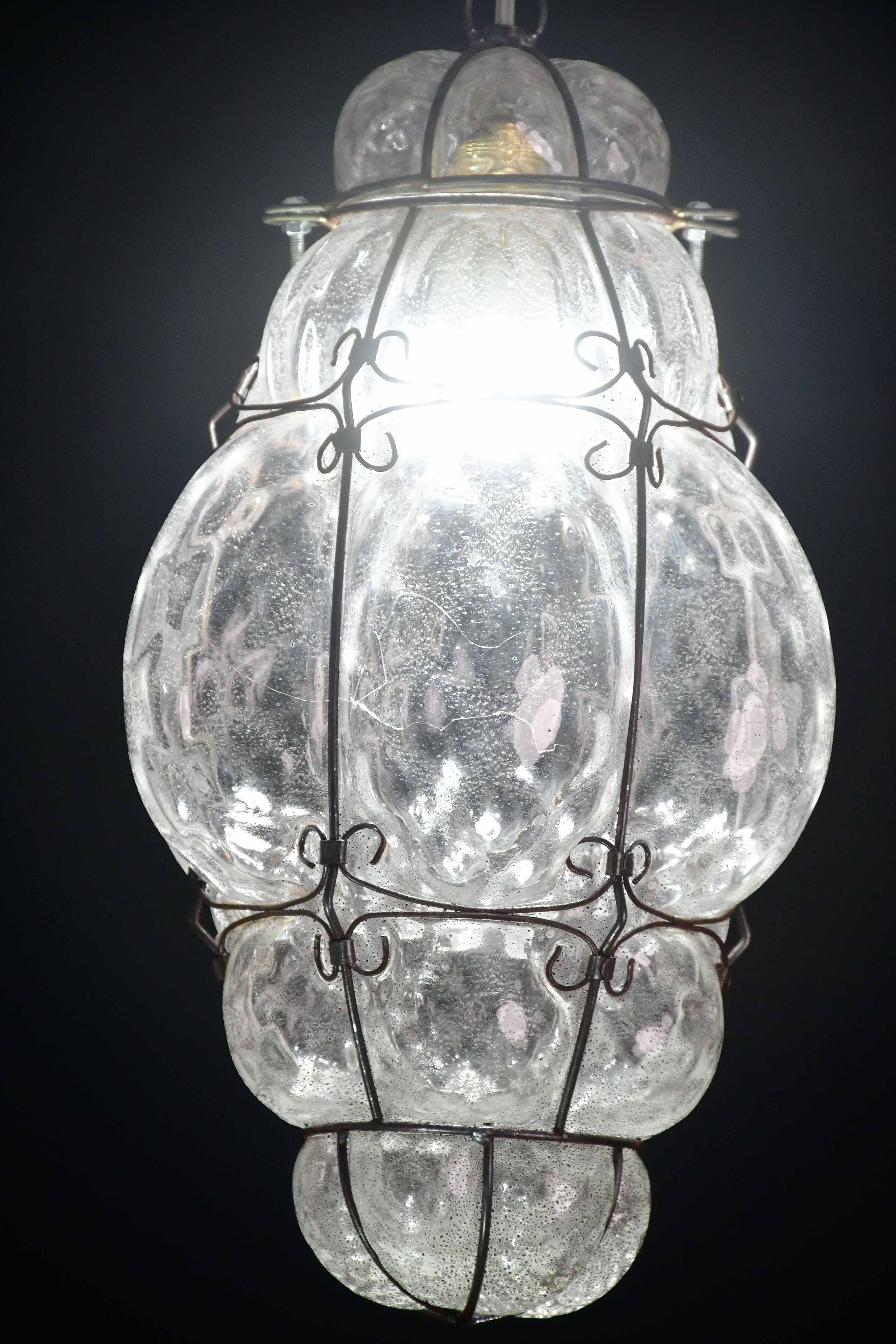 Venetian Transparent Lantern, Murano Glass, Italy, 1970s (Muranoglas) im Angebot
