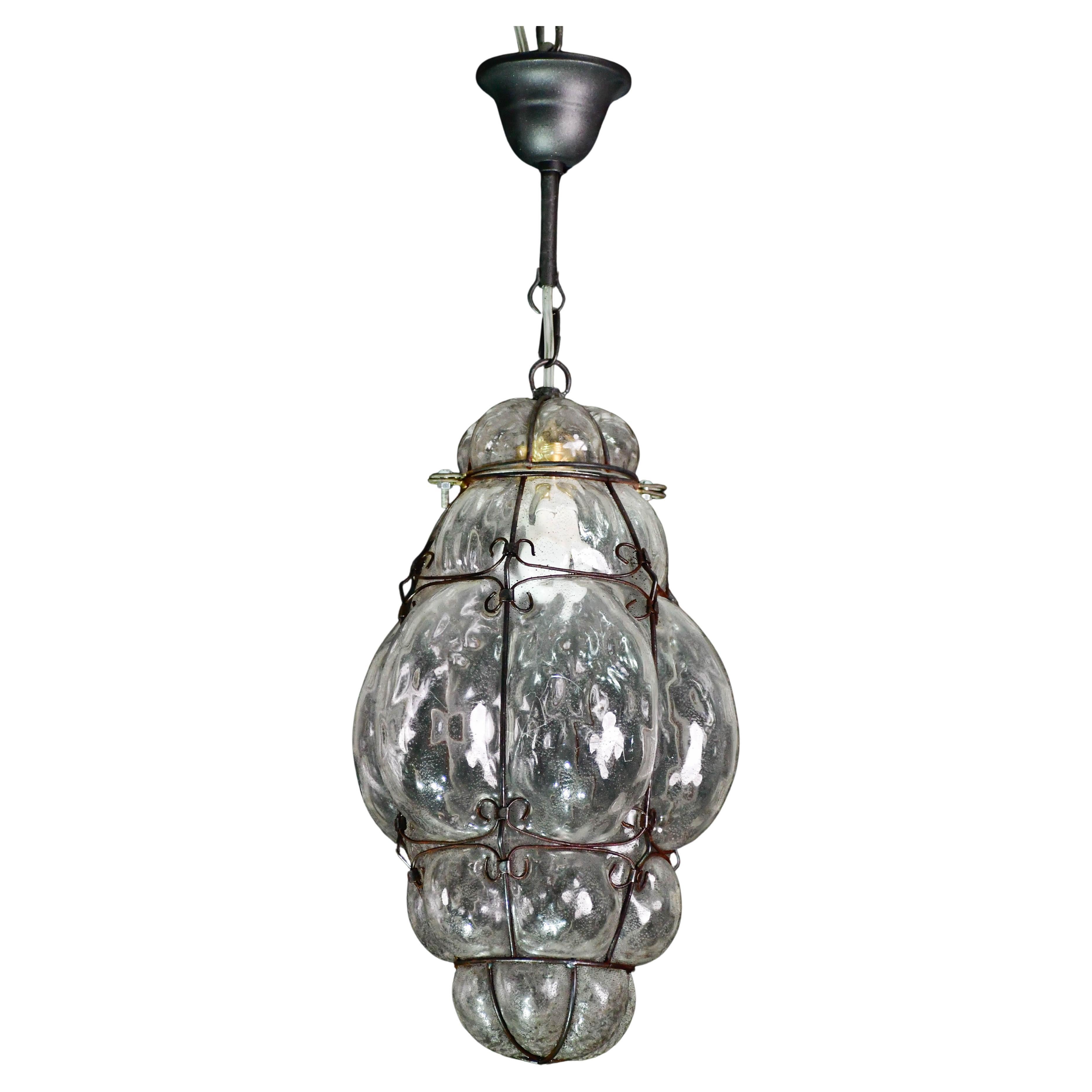 Venetian Transparent Lantern, Murano Glass, Italy, 1970s