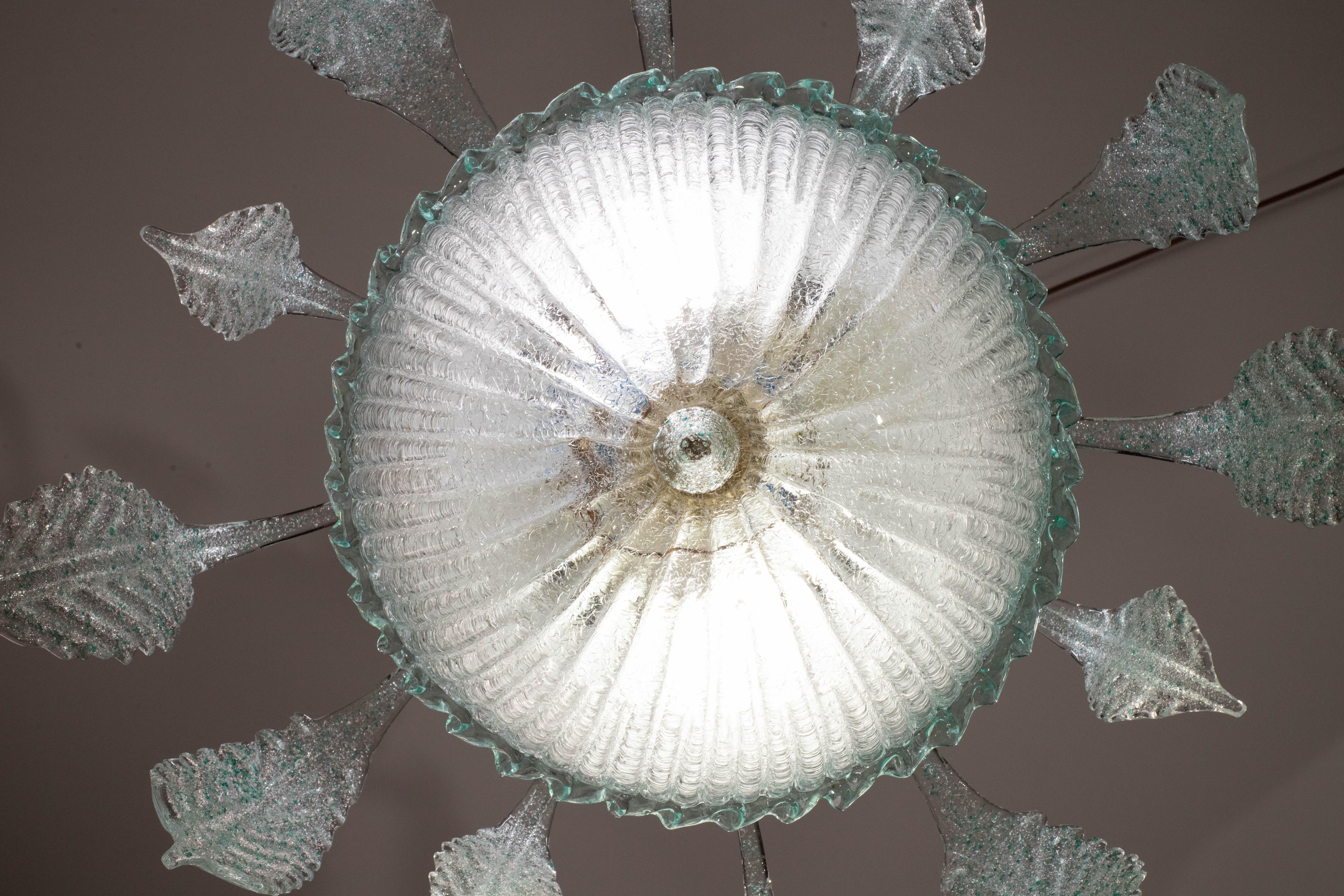 Venetian Vintage Turquoise Murano Glass Chandelier For Sale 5