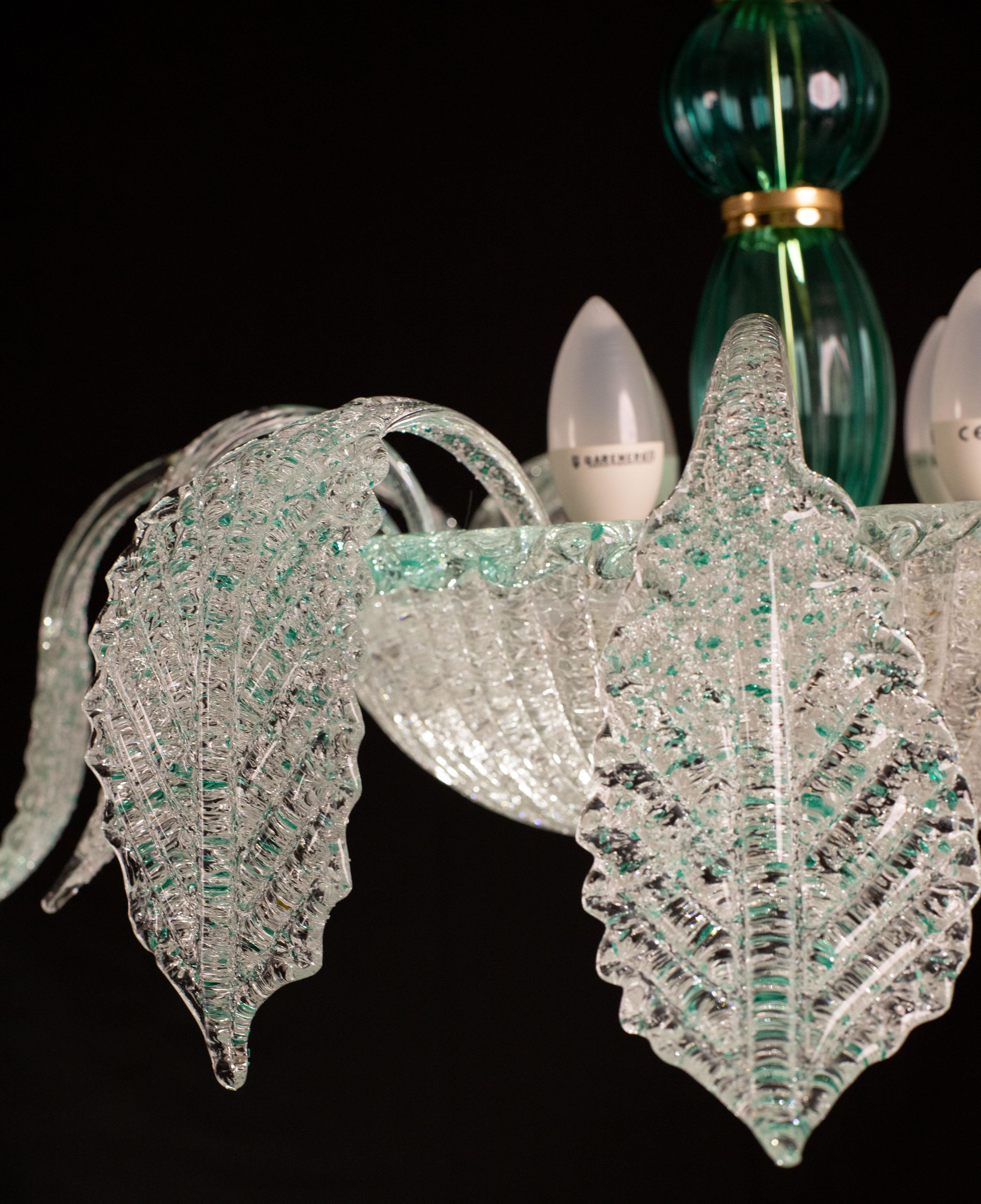 Venetian Vintage Turquoise Murano Glass Chandelier For Sale 7