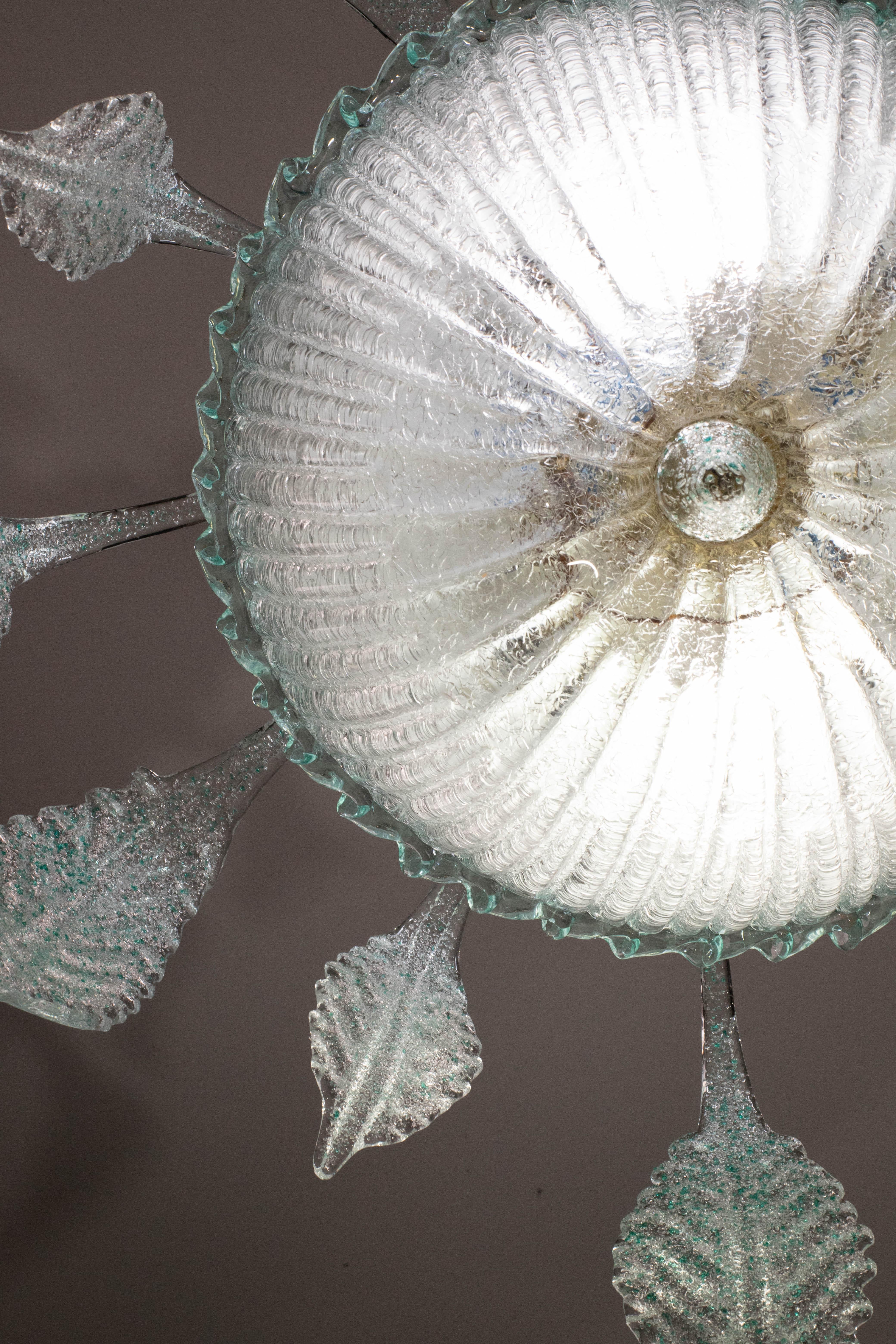 Venetian Vintage Turquoise Murano Glass Chandelier For Sale 8