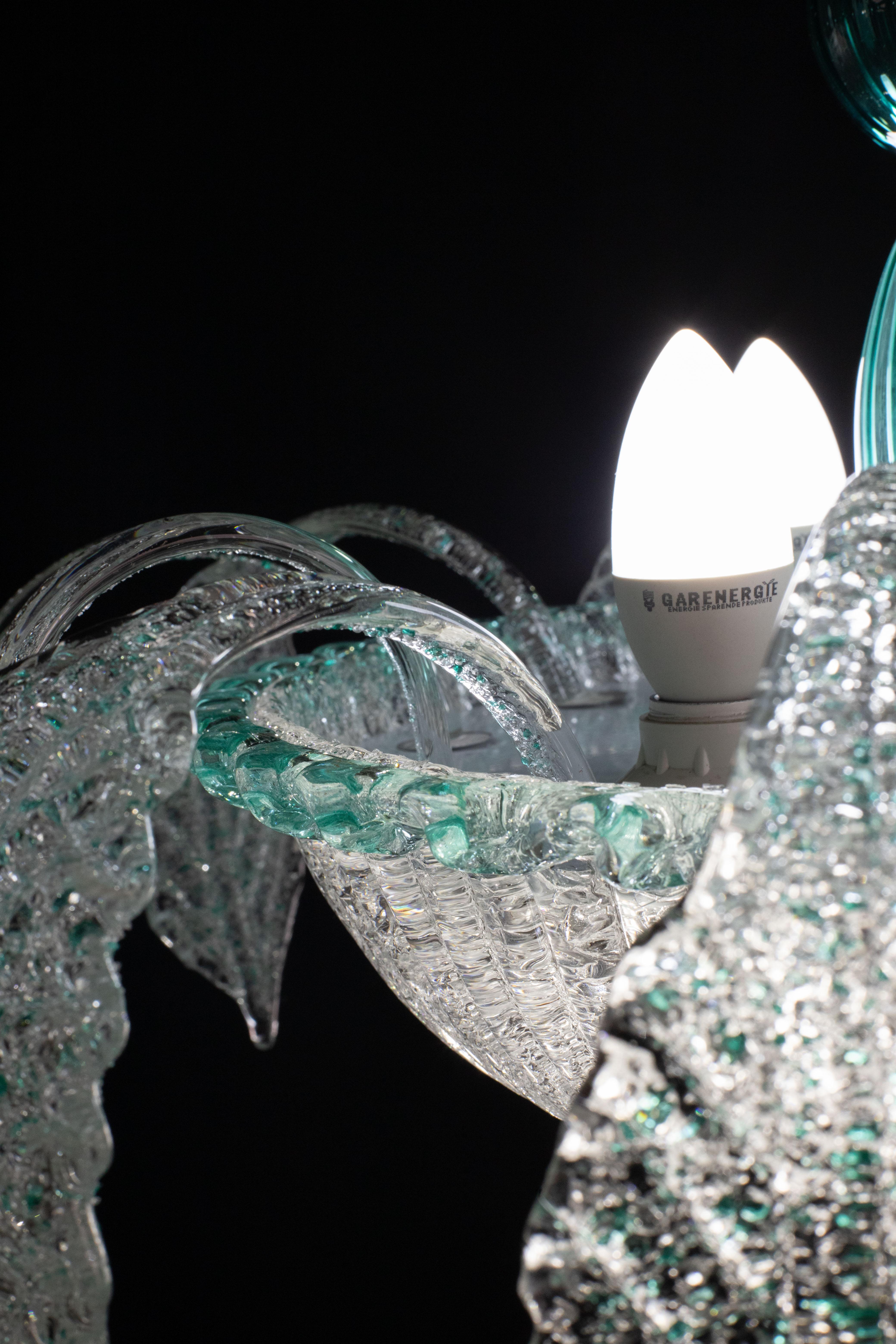 Venetian Vintage Turquoise Murano Glass Chandelier For Sale 9