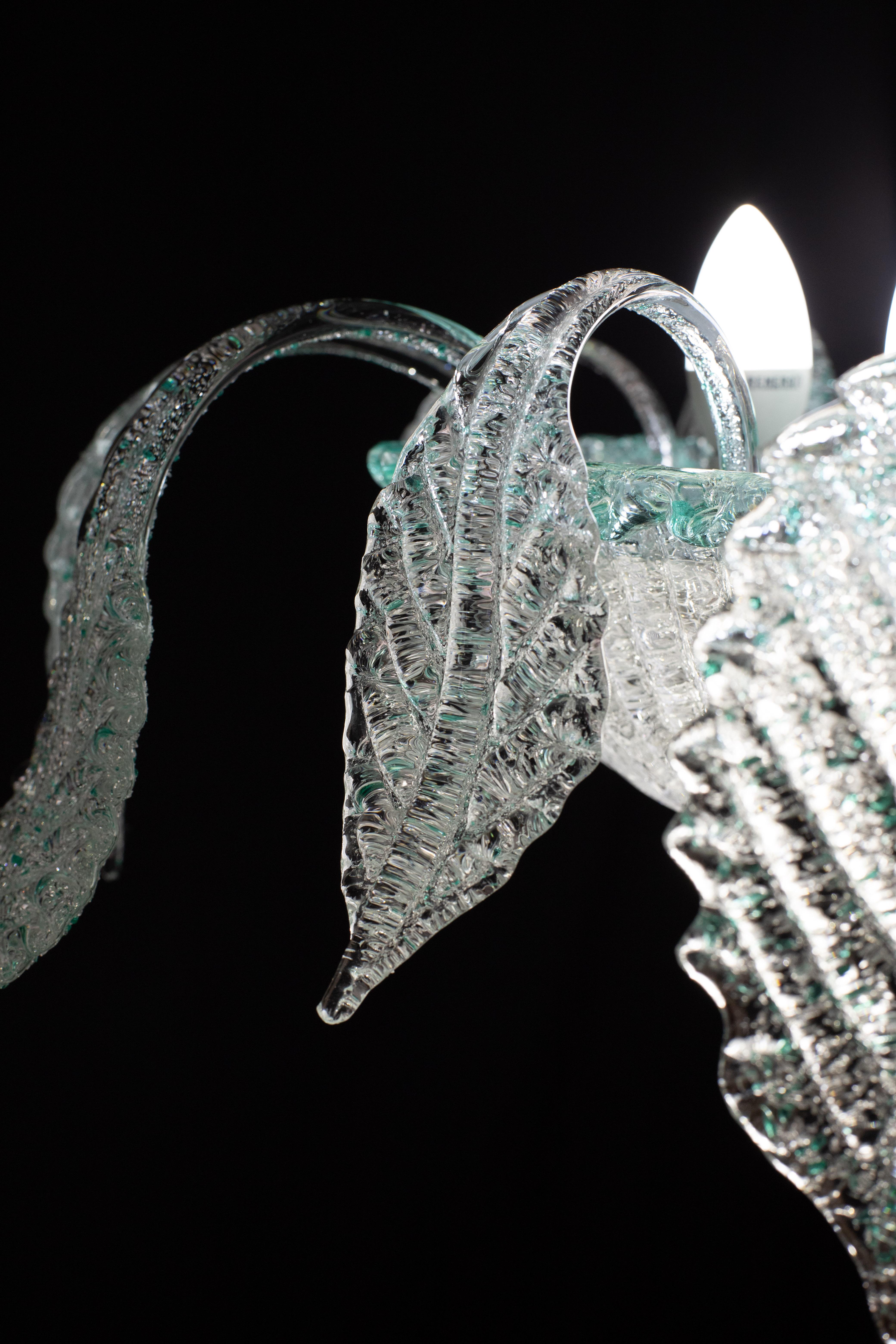 Venetian Vintage Turquoise Murano Glass Chandelier For Sale 2