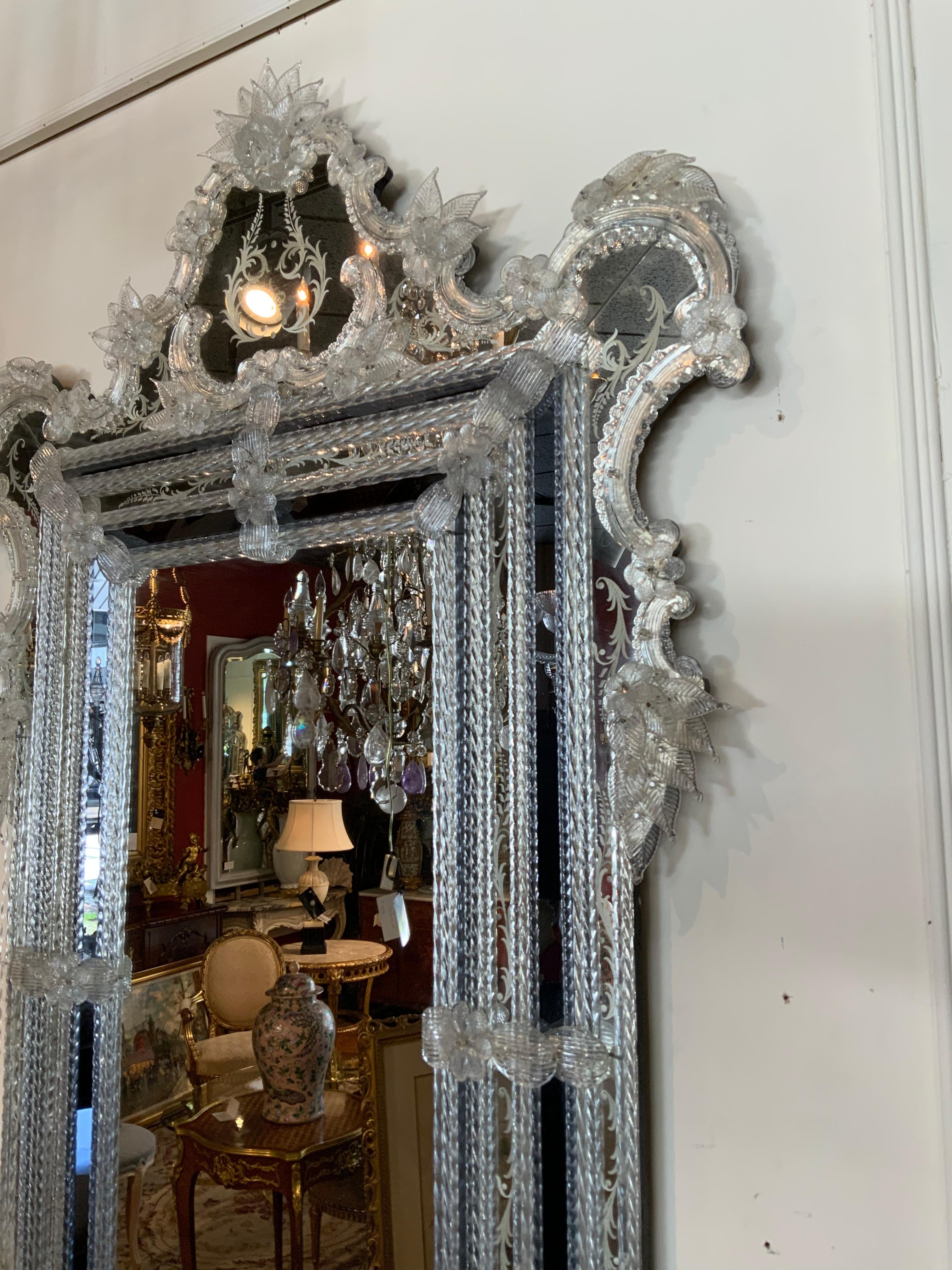 Blown Glass Venetian Wall Mirror For Sale