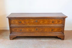 Venetian Walnut and Mahogany Blanket with with Marquetry Décor and Faux Drawers