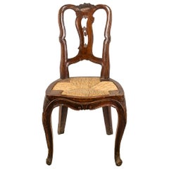 Venetian Walnut Carved Armchair, Venice 18th Century Wood Seated