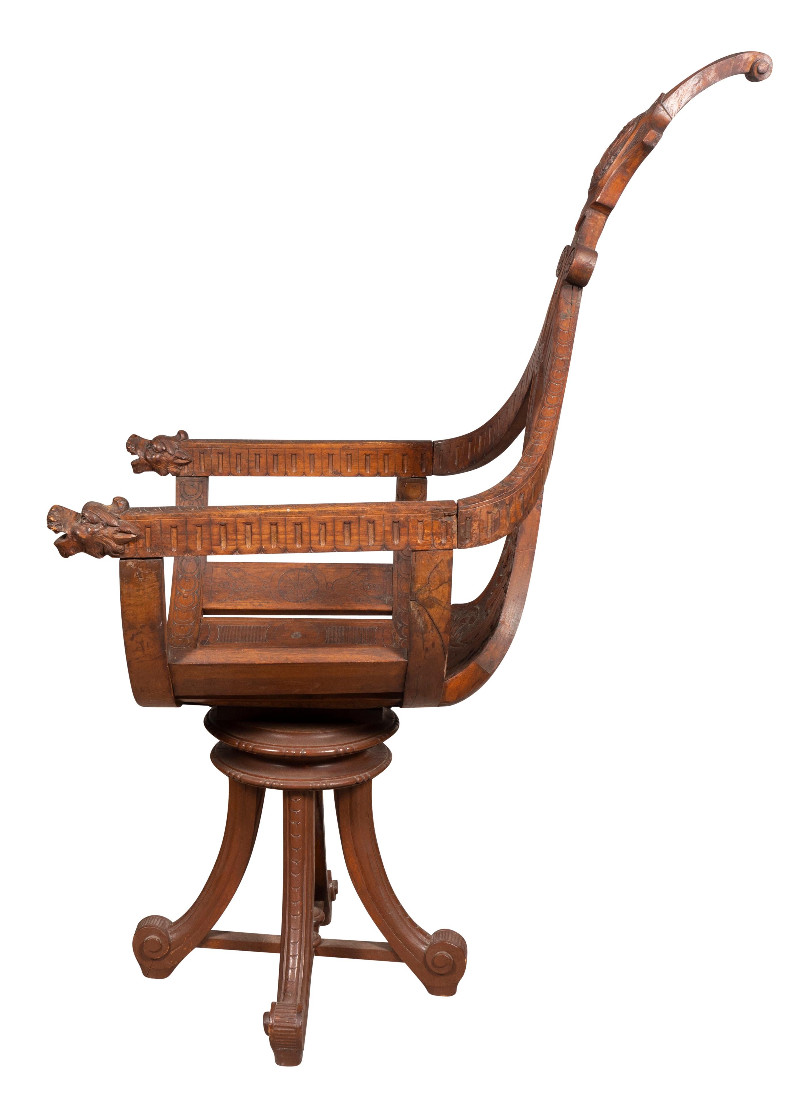 Venetian Walnut Gondola Chair In Good Condition For Sale In Essex, MA