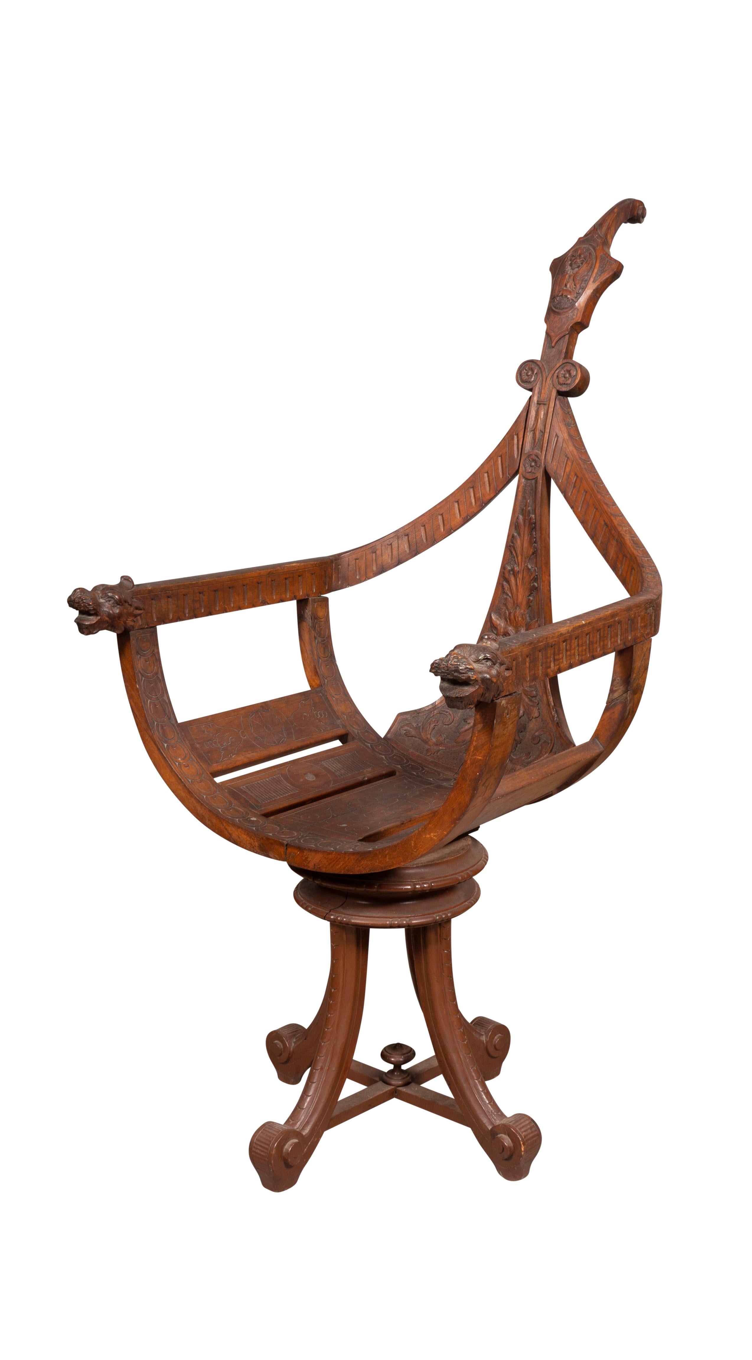 Mid-19th Century Venetian Walnut Gondola Chair For Sale