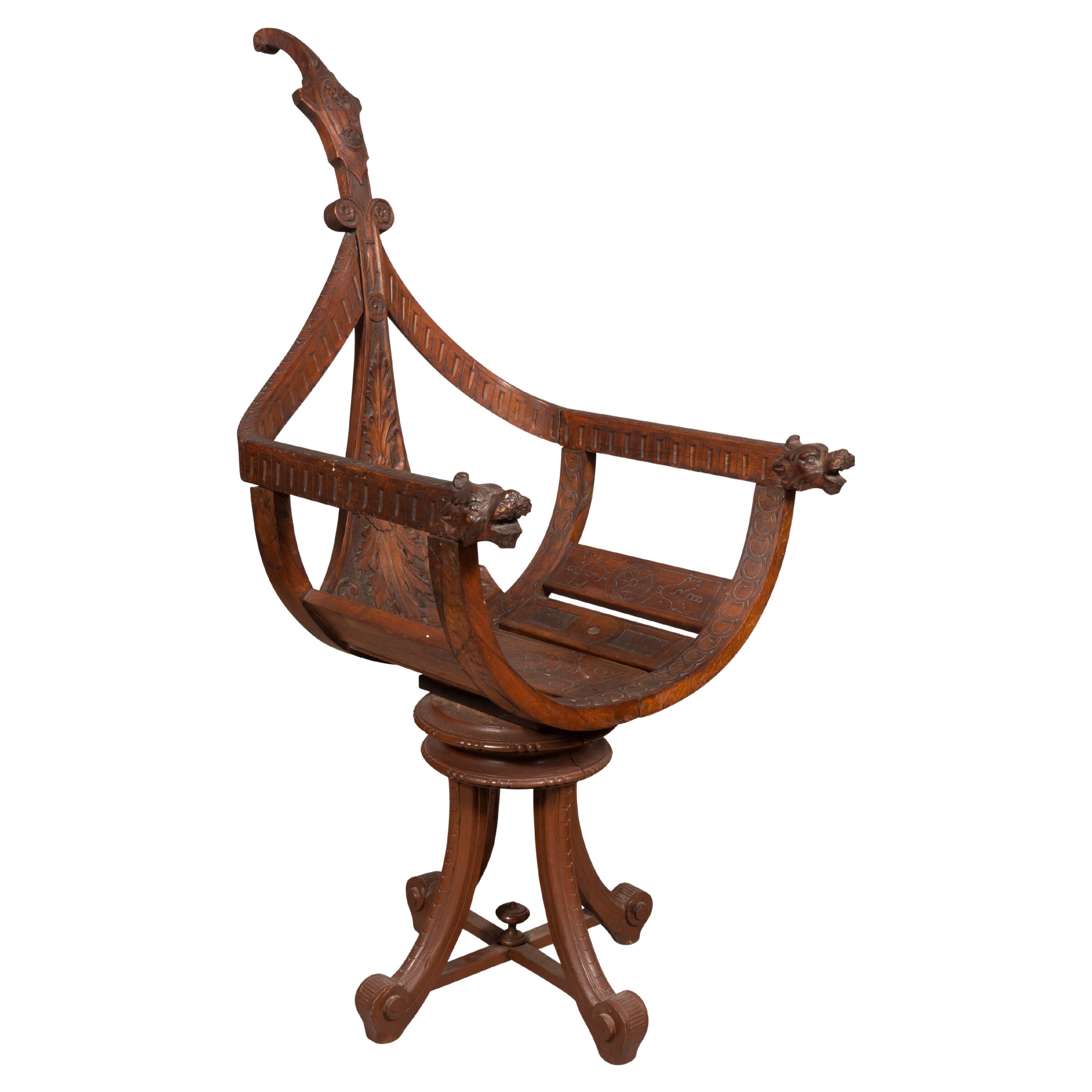 Venetian Walnut Gondola Chair For Sale