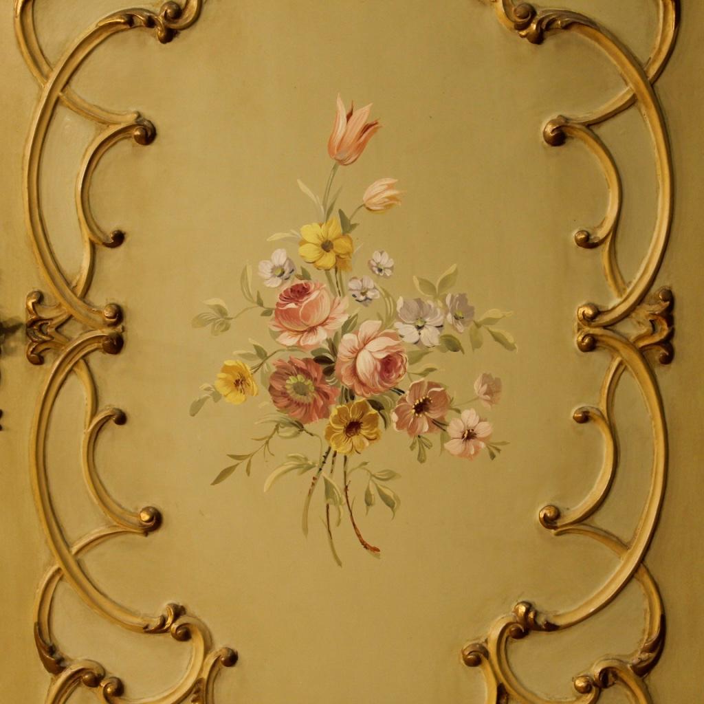 Mirror Venetian Wardrobe in Lacquered, Gilt, Painted Wood from 20th Century