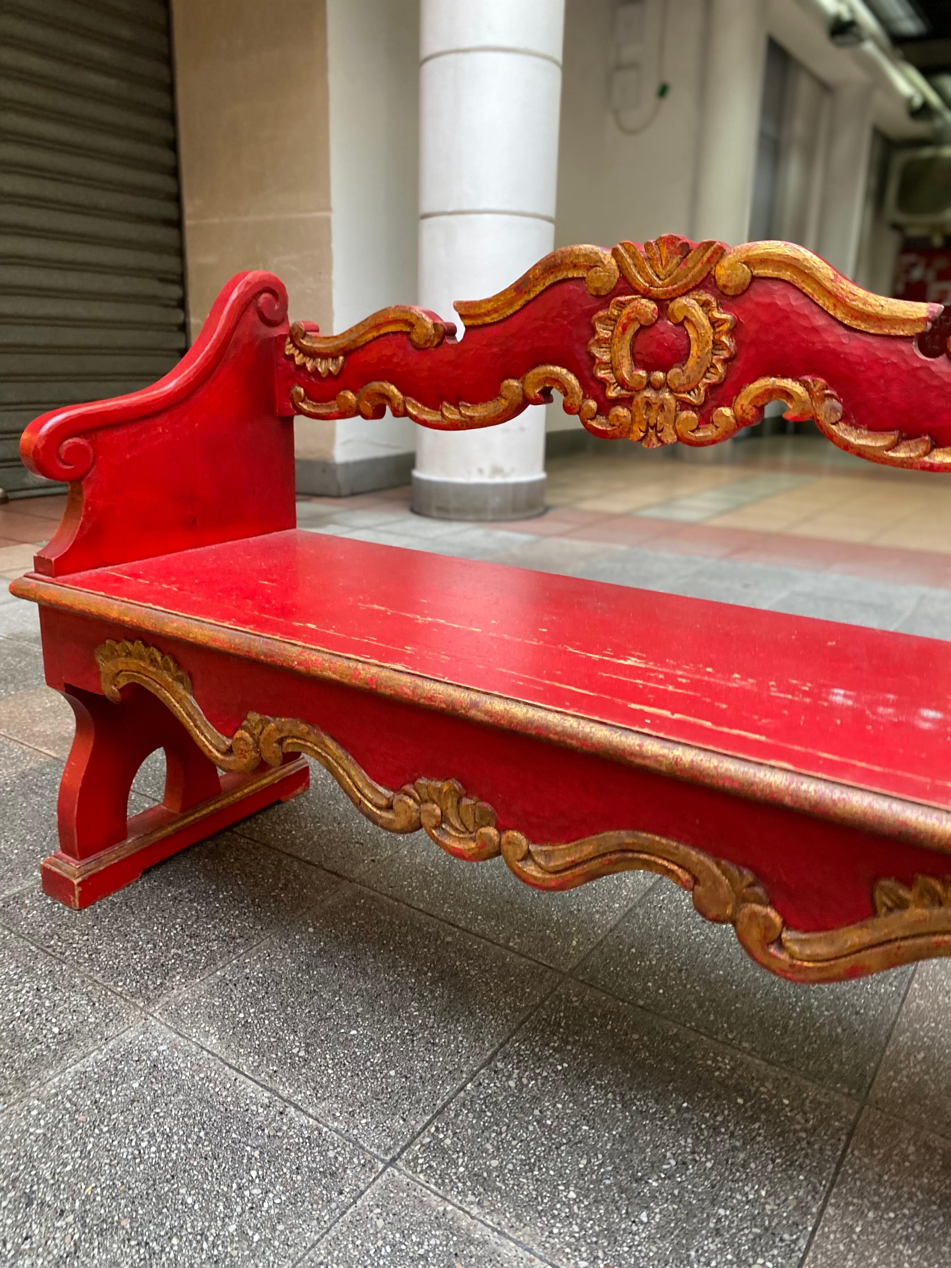 Venetian Wooden Bench 1950 Painted Wood For Sale 6