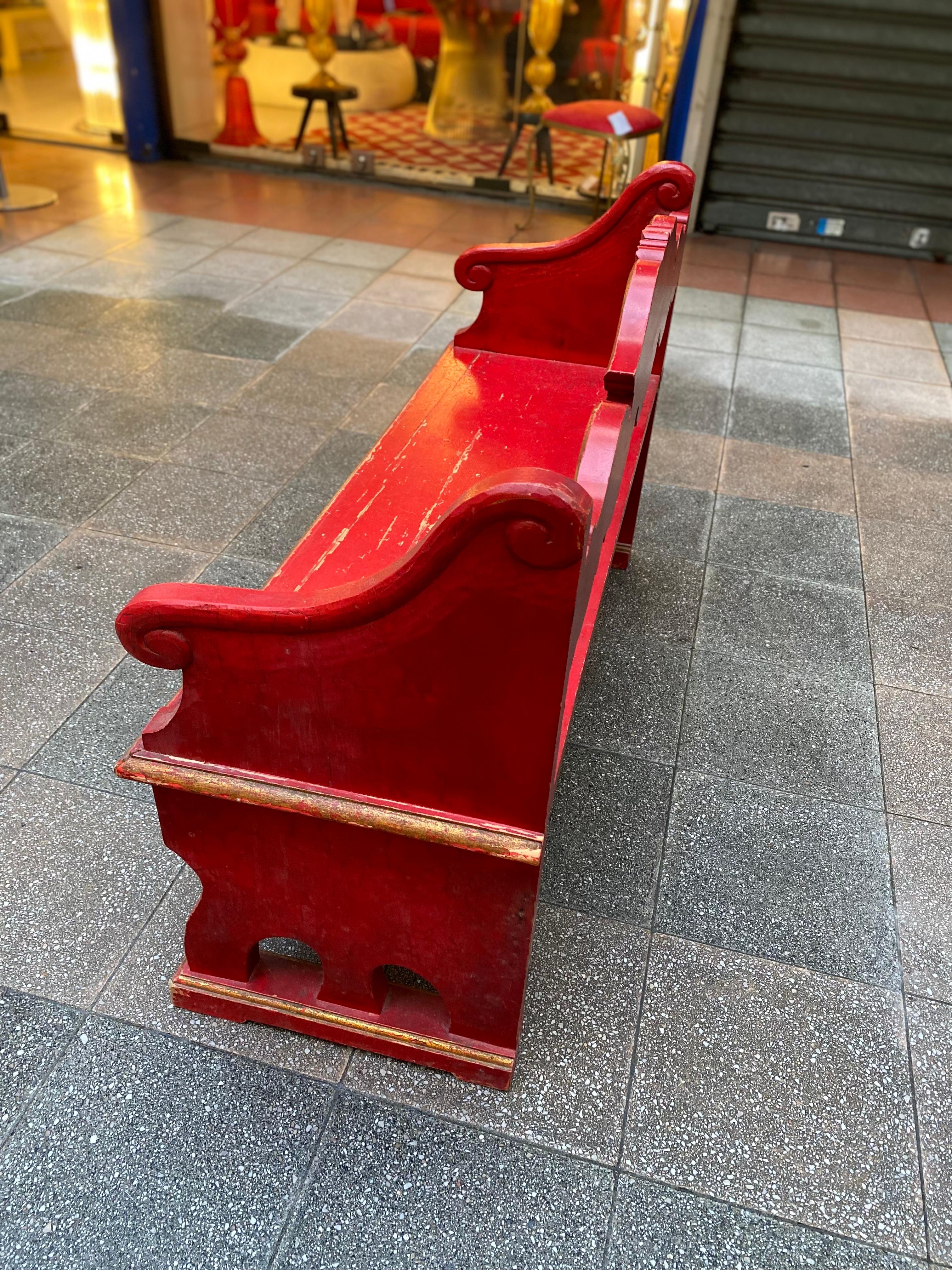 Mid-20th Century Venetian Wooden Bench 1950 Painted Wood For Sale