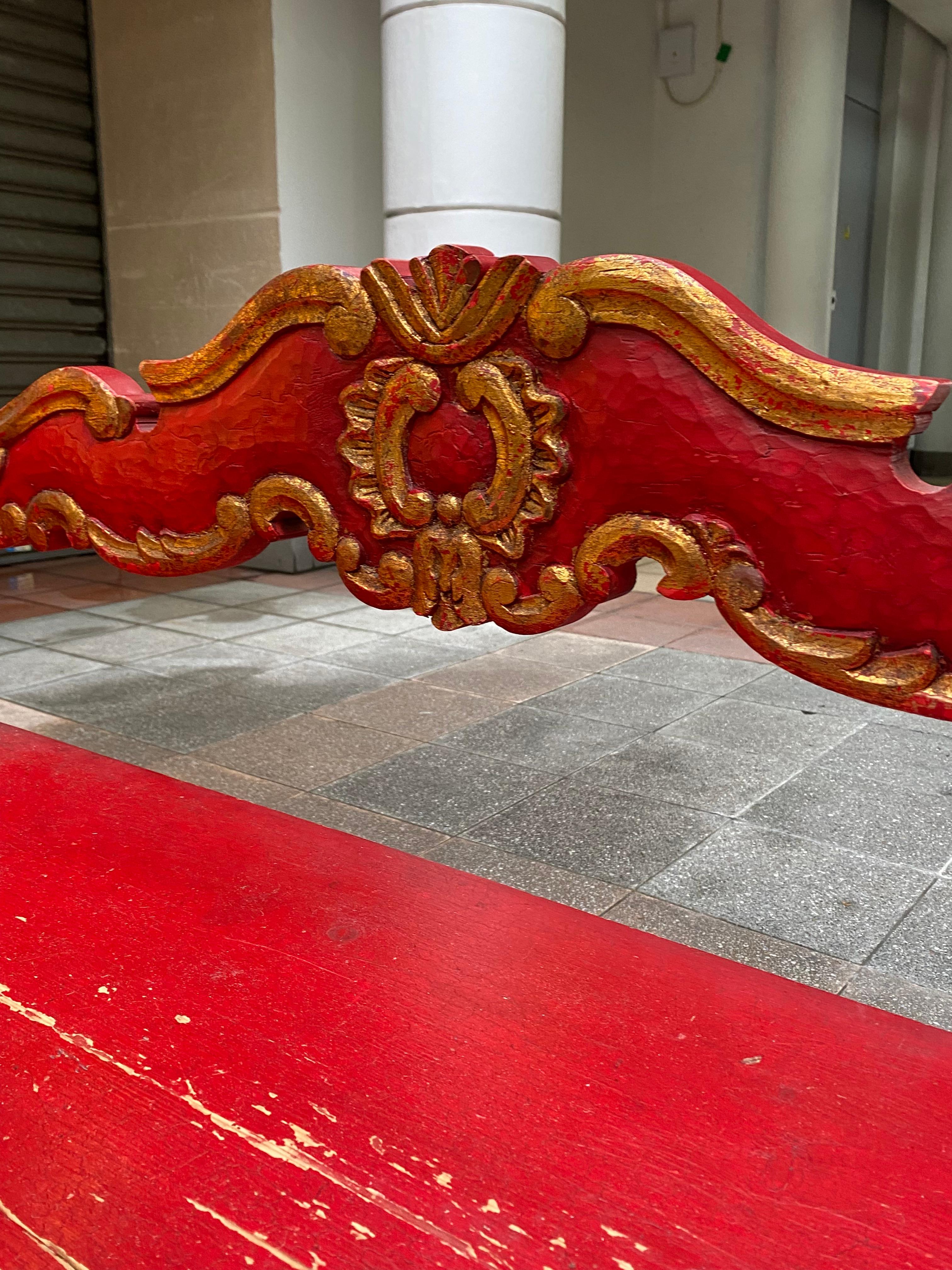 Venetian Wooden Bench 1950 Painted Wood For Sale 1