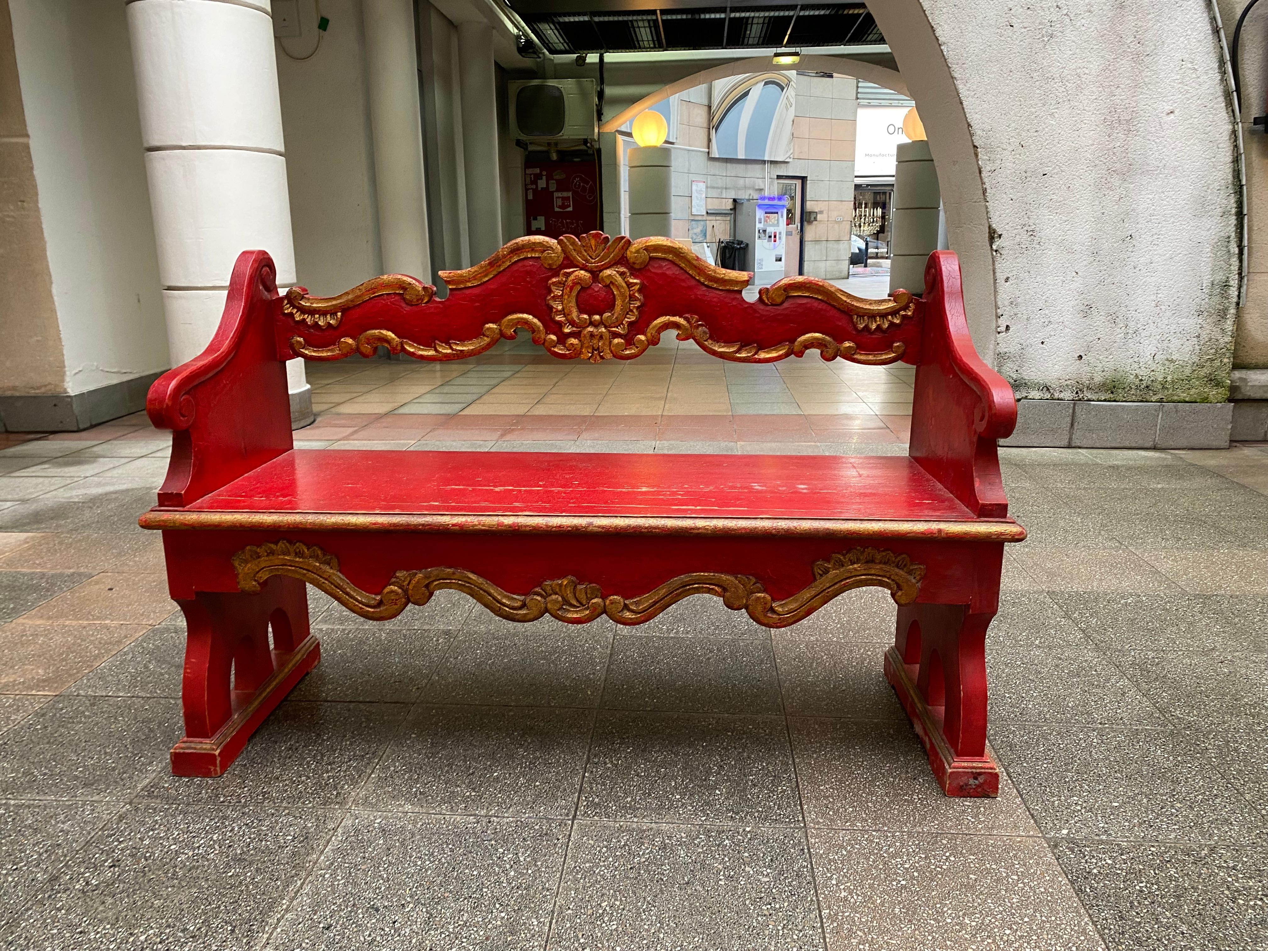 Venetian Wooden Bench 1950 Painted Wood For Sale 2