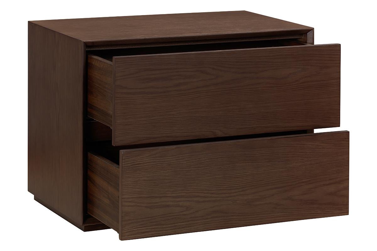 Hand-Crafted  Night Table - Minimalistic Smart Storage - Walnut Color Finish For Sale