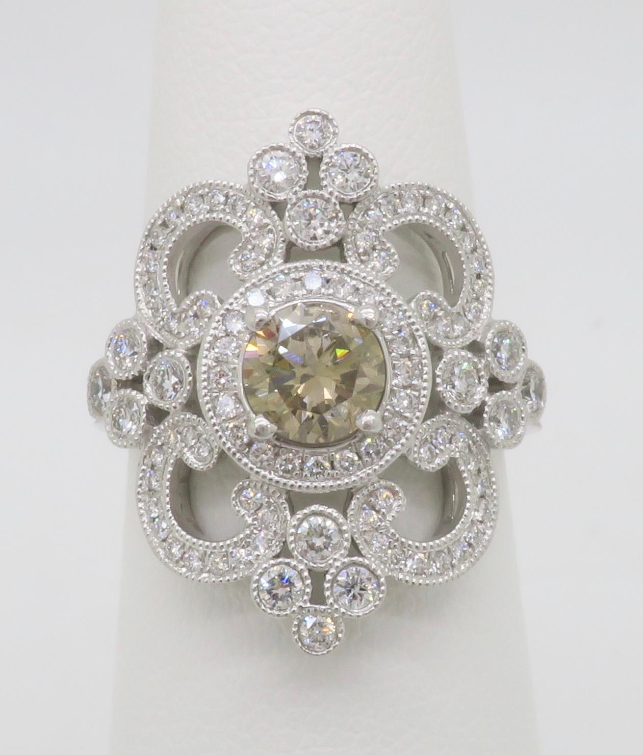 Round Cut Venetti 1.78CTW Vintage Style Diamond Ring
