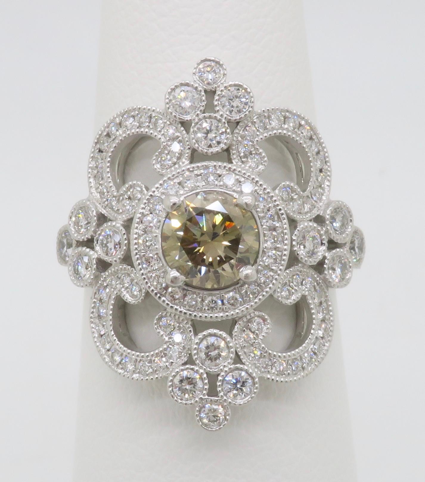 Venetti 1.78CTW Vintage Style Diamond Ring In New Condition In Webster, NY