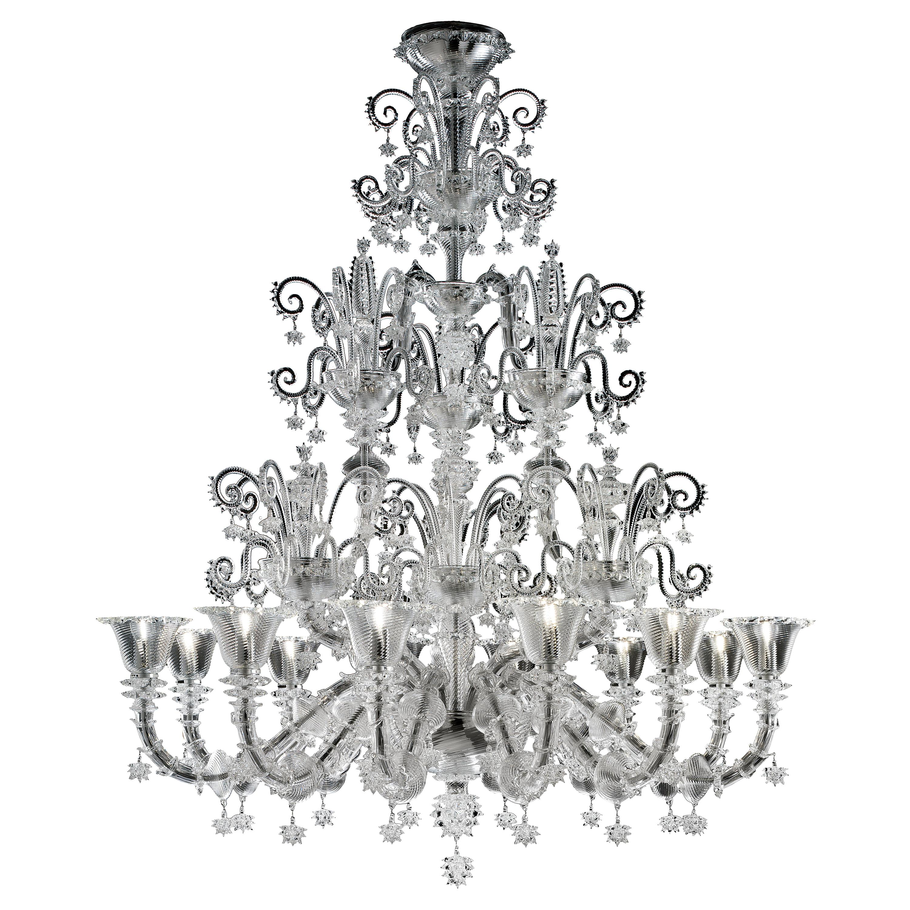 Clear (Crystal_CC) Venezia 1295 5715 12 Chandelier in Glass, by Barovier&Toso