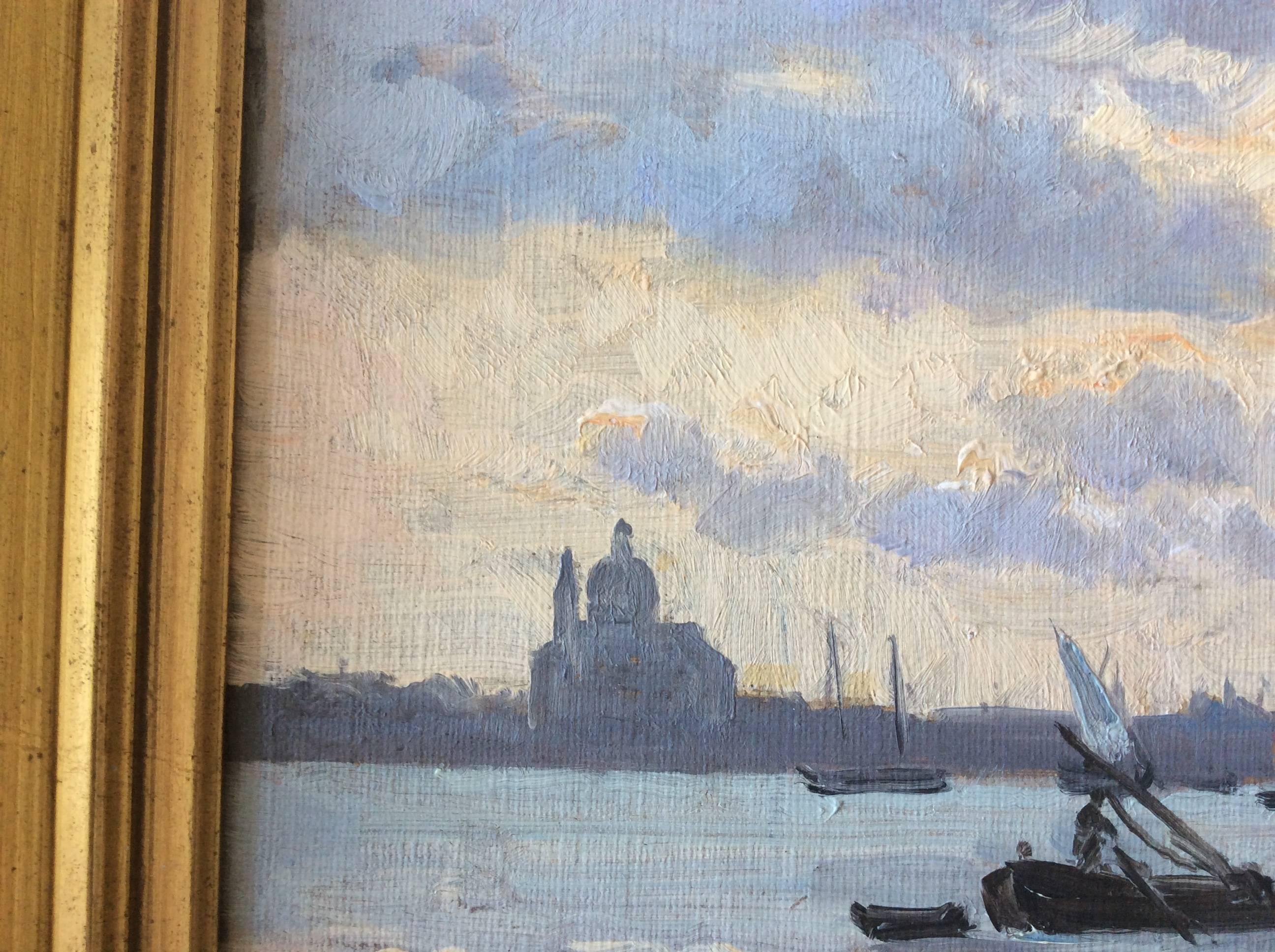 Danish Venezia Painting by August Fischer, 1854-1921