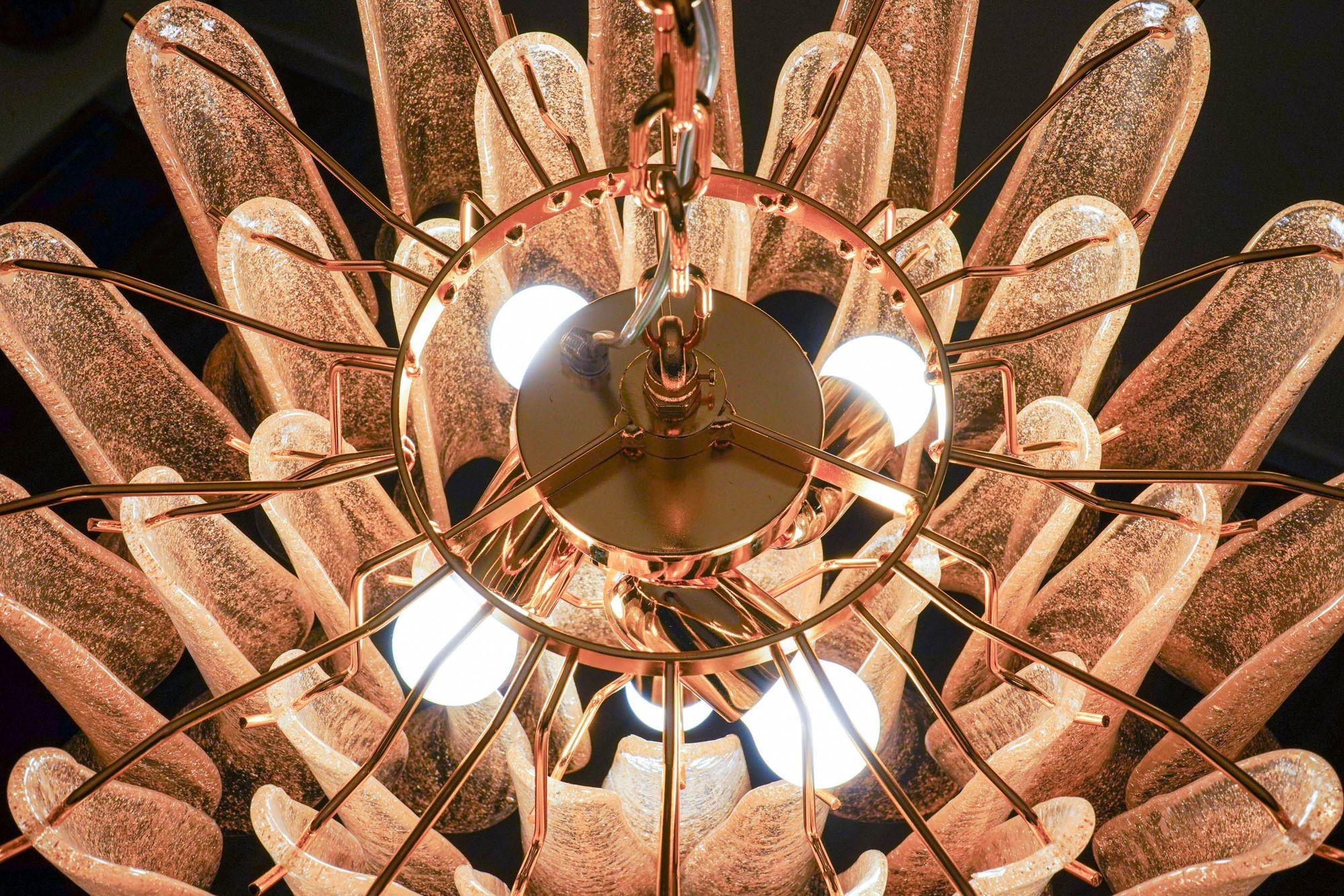 Veneziana 5 tiers chandelier. 41 Gold Pulegoso elements. Piattelli. UL listed For Sale 5