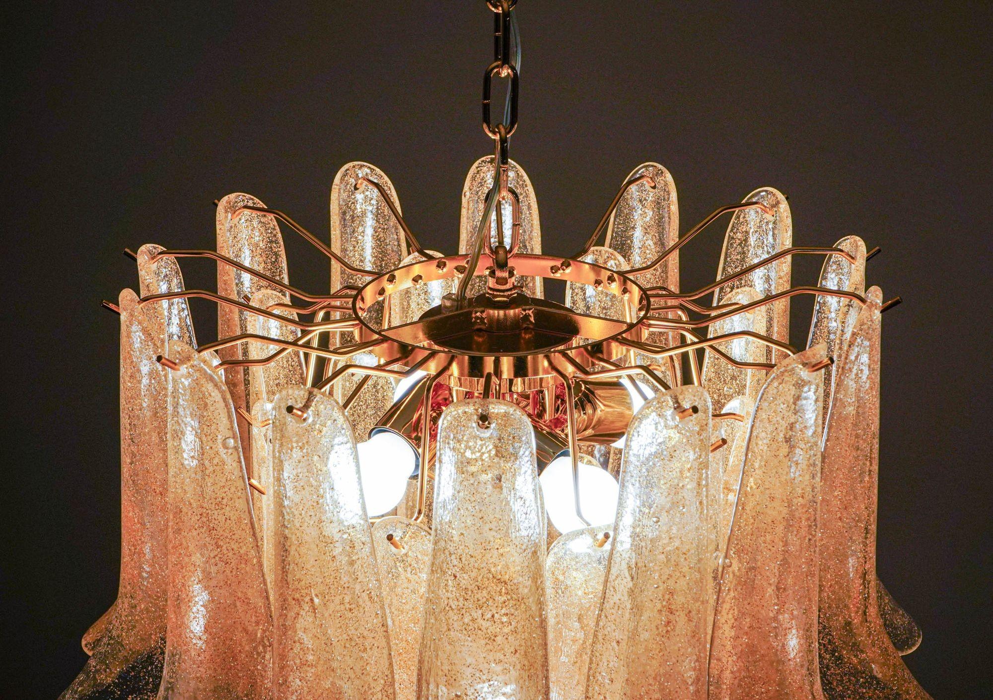 Veneziana 5 tiers chandelier. 41 Gold Pulegoso elements. Piattelli. UL listed For Sale 1