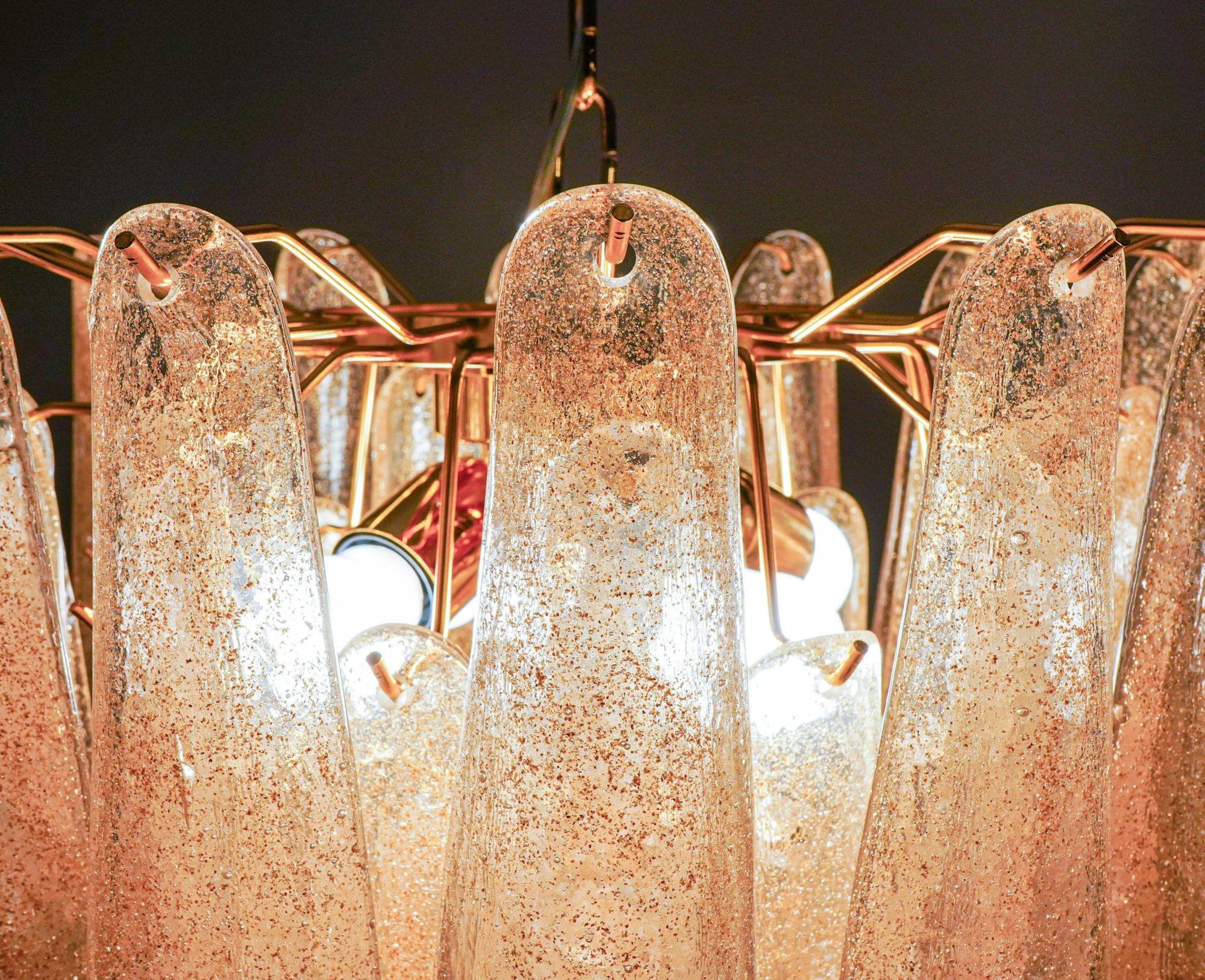 Veneziana 5 tiers chandelier. 41 Gold Pulegoso elements. Piattelli. US wiring For Sale 3