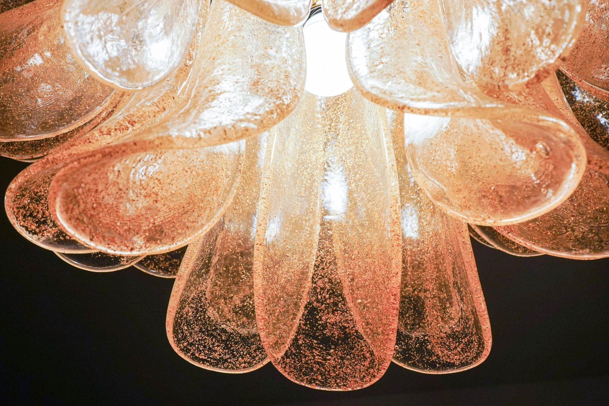 Veneziana 5 tiers chandelier. 41 Gold Pulegoso elements. Piattelli. US wiring For Sale 11