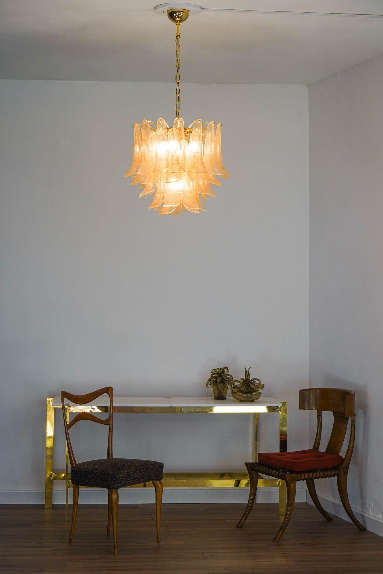 Veneziana 5 tiers chandelier. 41 Gold Pulegoso elements. Piattelli. US wiring For Sale 12