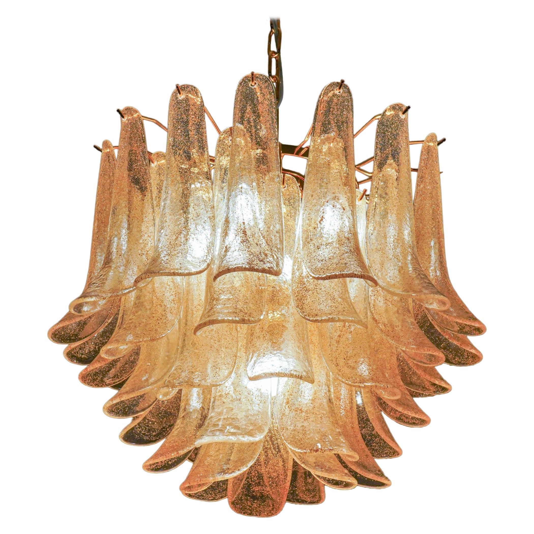 Veneziana 5 tiers chandelier. 41 Gold Pulegoso elements. Piattelli. US wiring