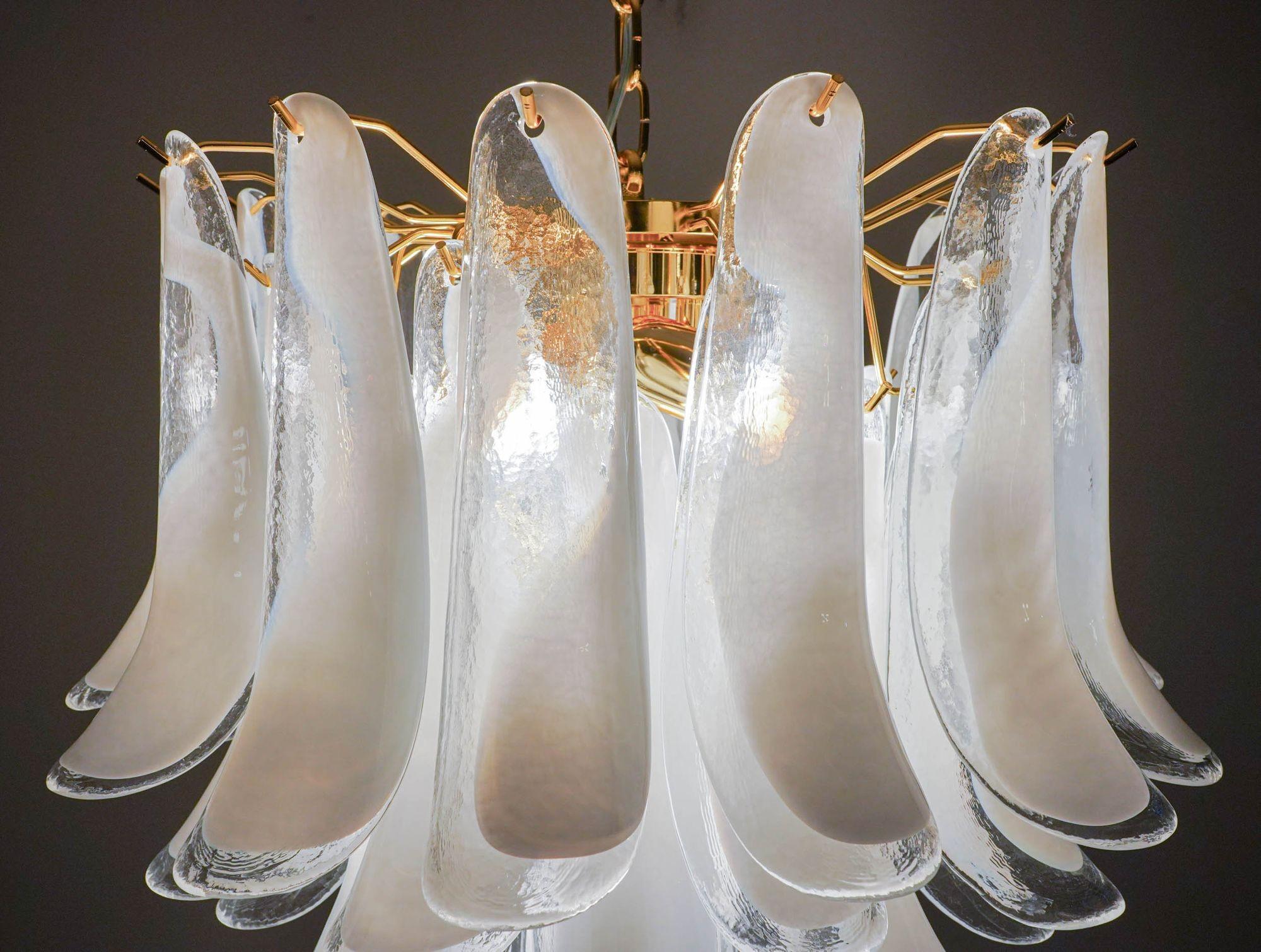 Veneziana 5 tiers chandelier, 41 Opaline glass elements by Piattelli. UL listed For Sale 4