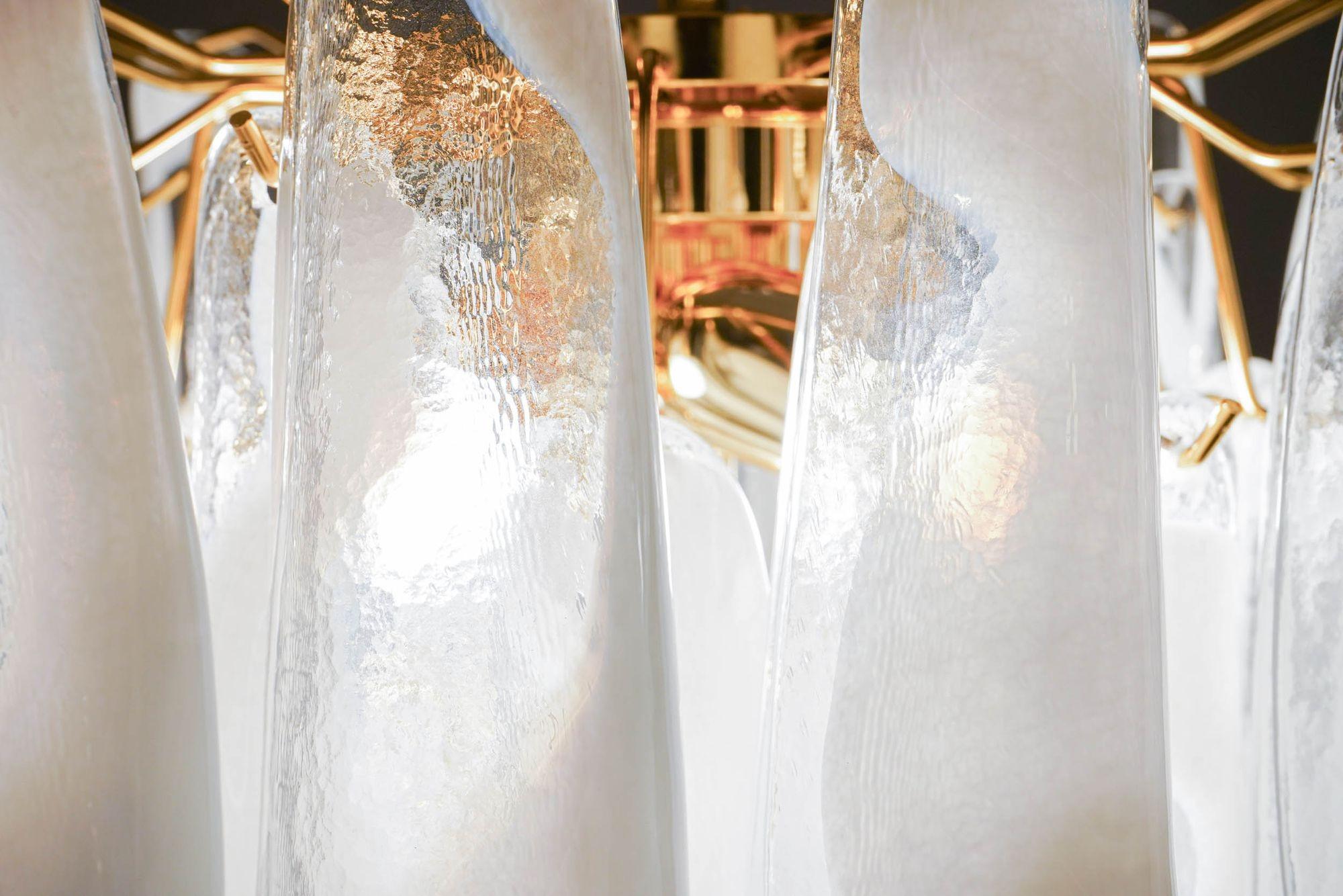 Veneziana 5 tiers chandelier, 41 Opaline glass elements by Piattelli. UL listed For Sale 5
