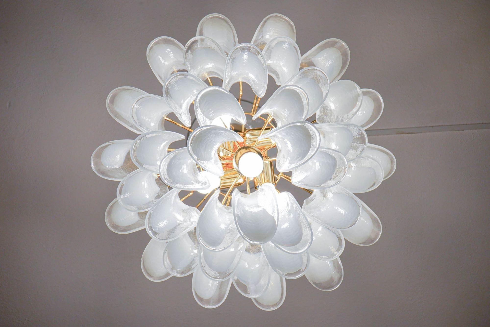 Veneziana 5 tiers chandelier, 41 Opaline glass elements by Piattelli. UL listed For Sale 6