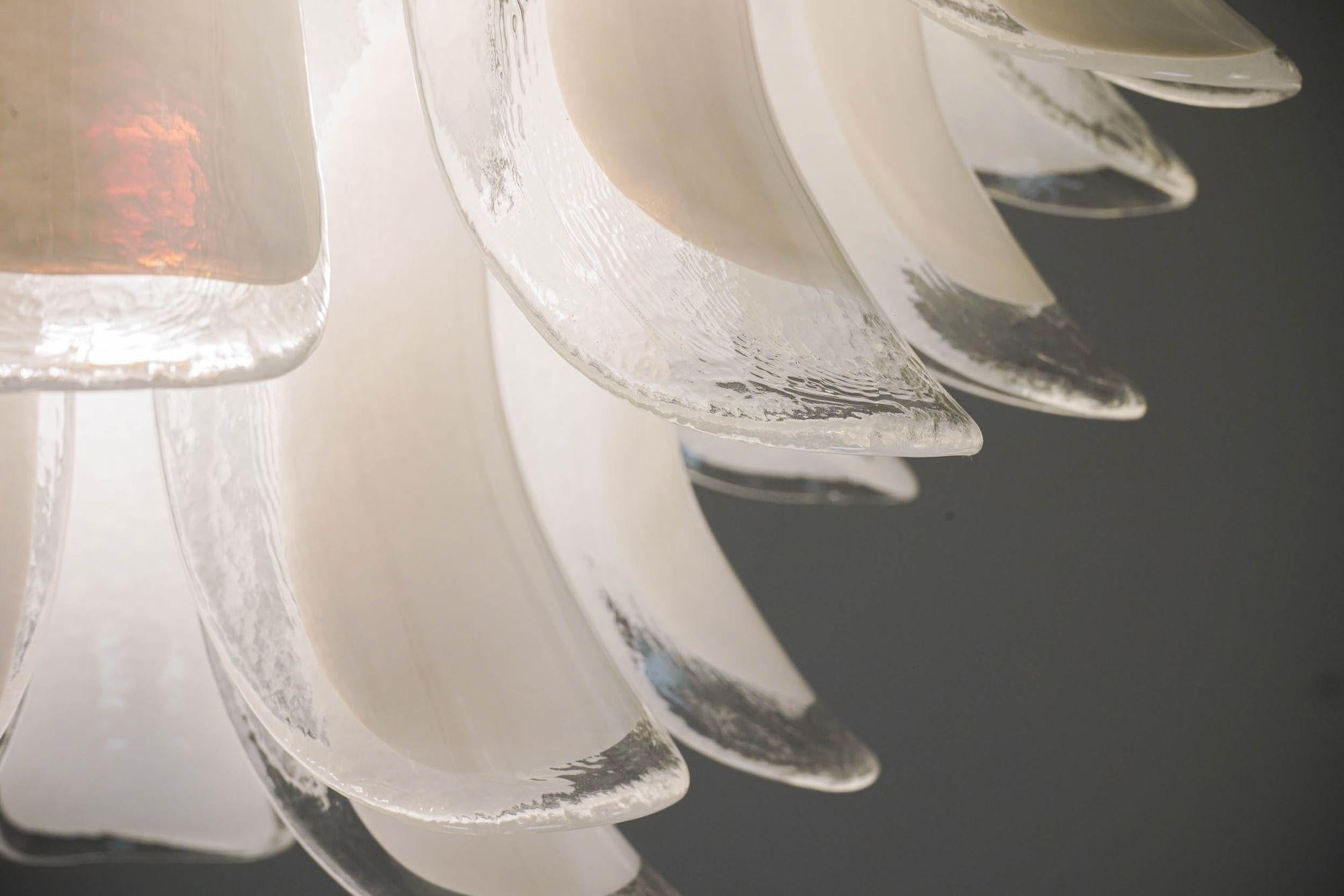 Veneziana 5 tiers chandelier, 41 Opaline glass elements by Piattelli. UL listed For Sale 1