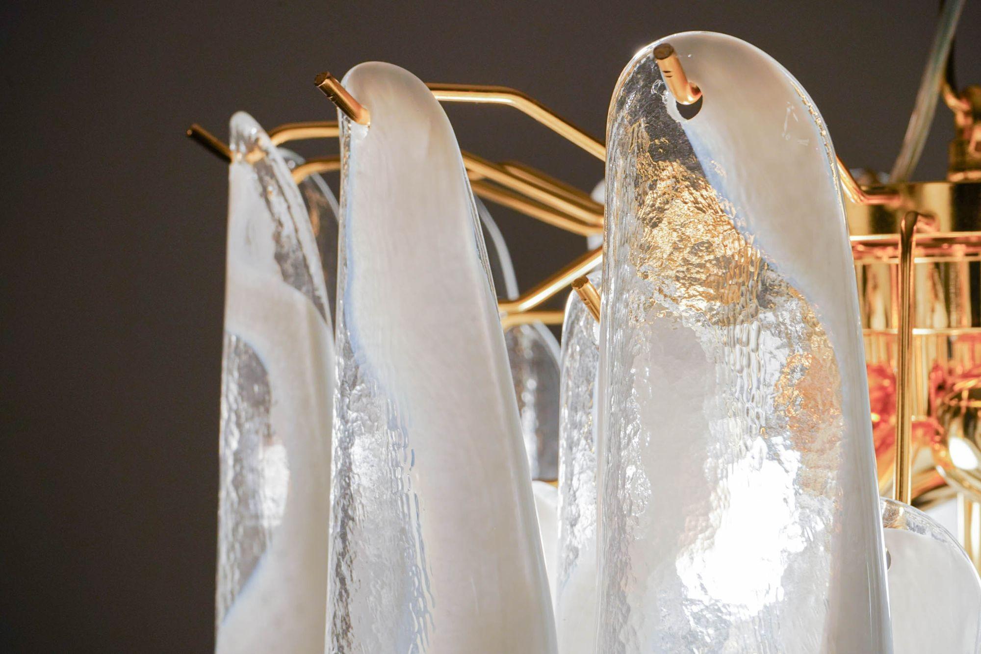 Veneziana 5 tiers chandelier, 41 Opaline glass elements by Piattelli. US wiring For Sale 7