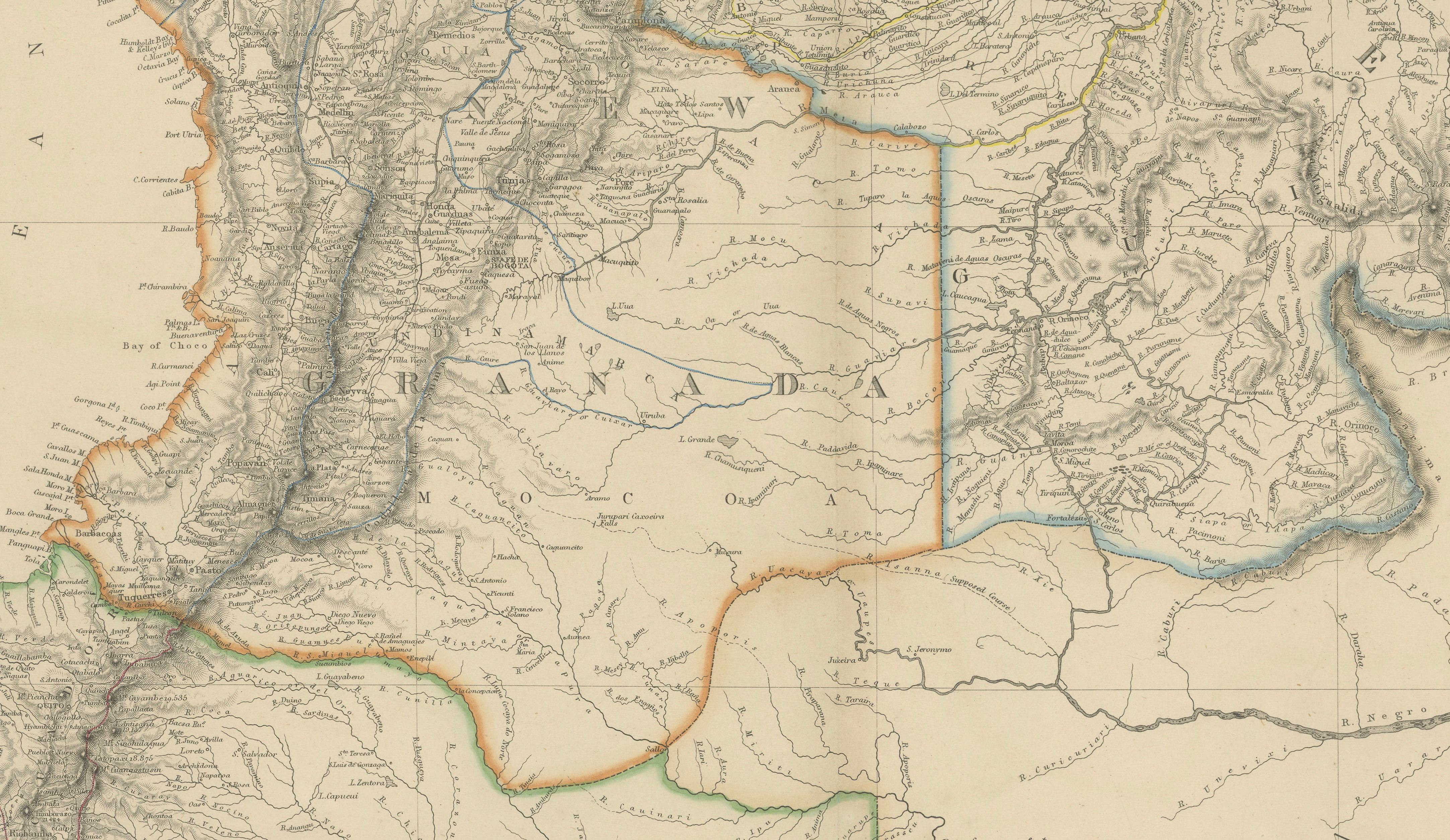 Venezuela, New Granada and Ecuador, Antique Map, Northern South America, 1860