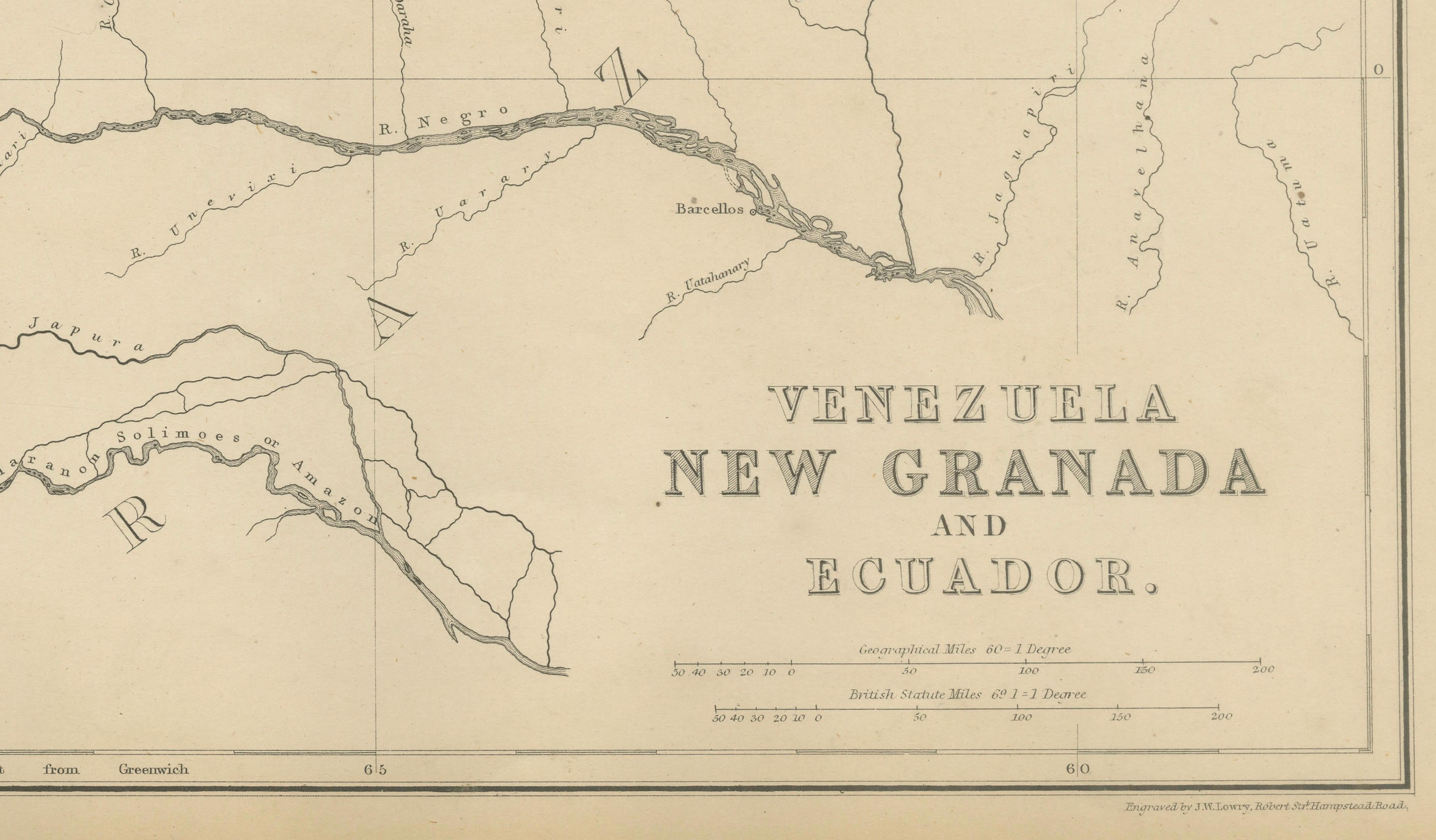 Venezuela, New Granada and Ecuador, Antique Map, Northern South America, 1860