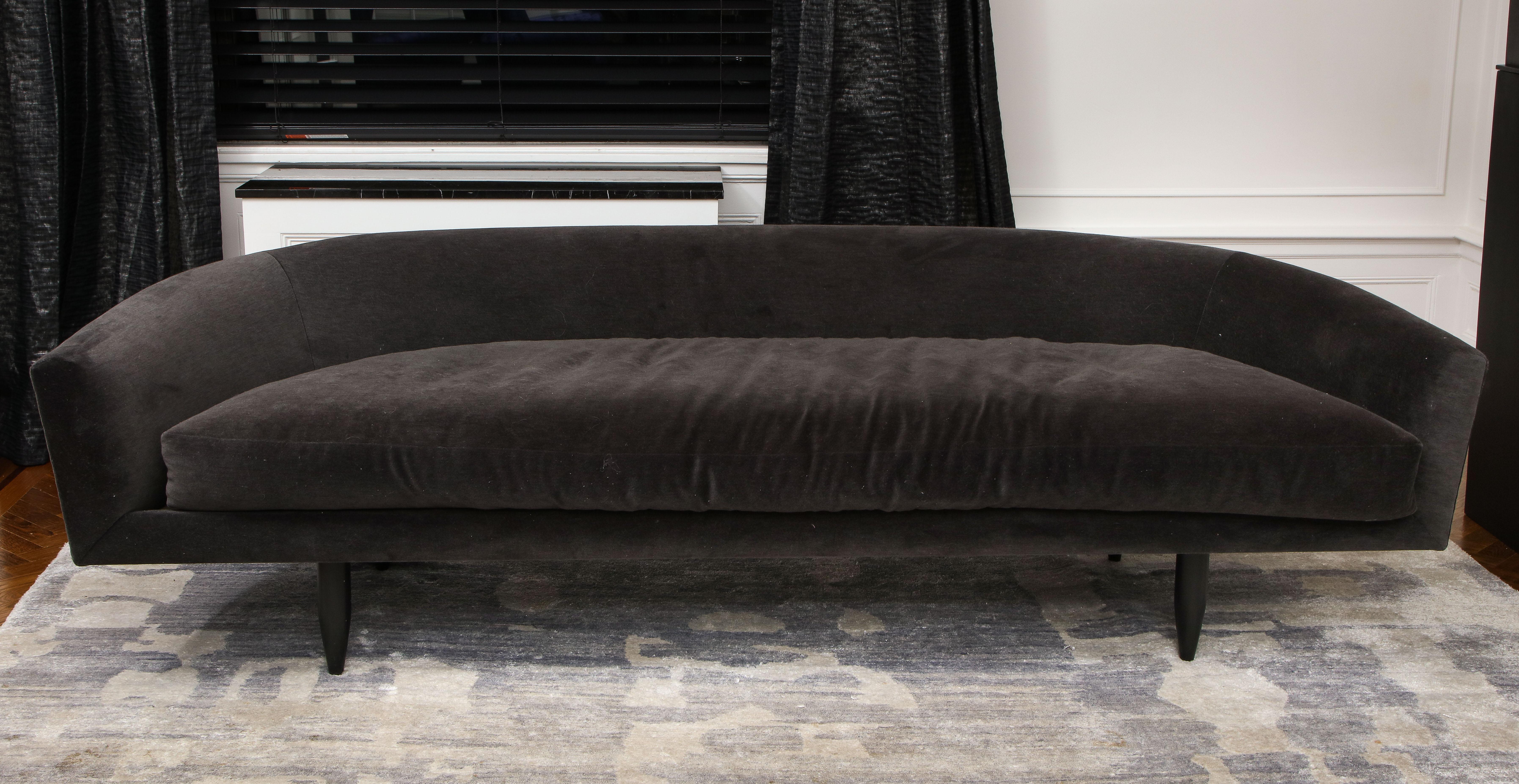 Custom Gondola sofa designed by Venfield. The price does not include the cost of fabric/COM (Customer-Owned-Material). 12 yards of fabric are required to make the size listed. Custom options are available for different sizes and finishes.
