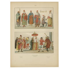 Venice 16th-Century Costumes, Doge and Nobility, Antique Wasmuth Plate (c.1880)