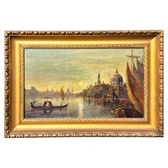 Venecia al atardecer, firmado Charles Deheurles, óleo sobre lienzo, 1911