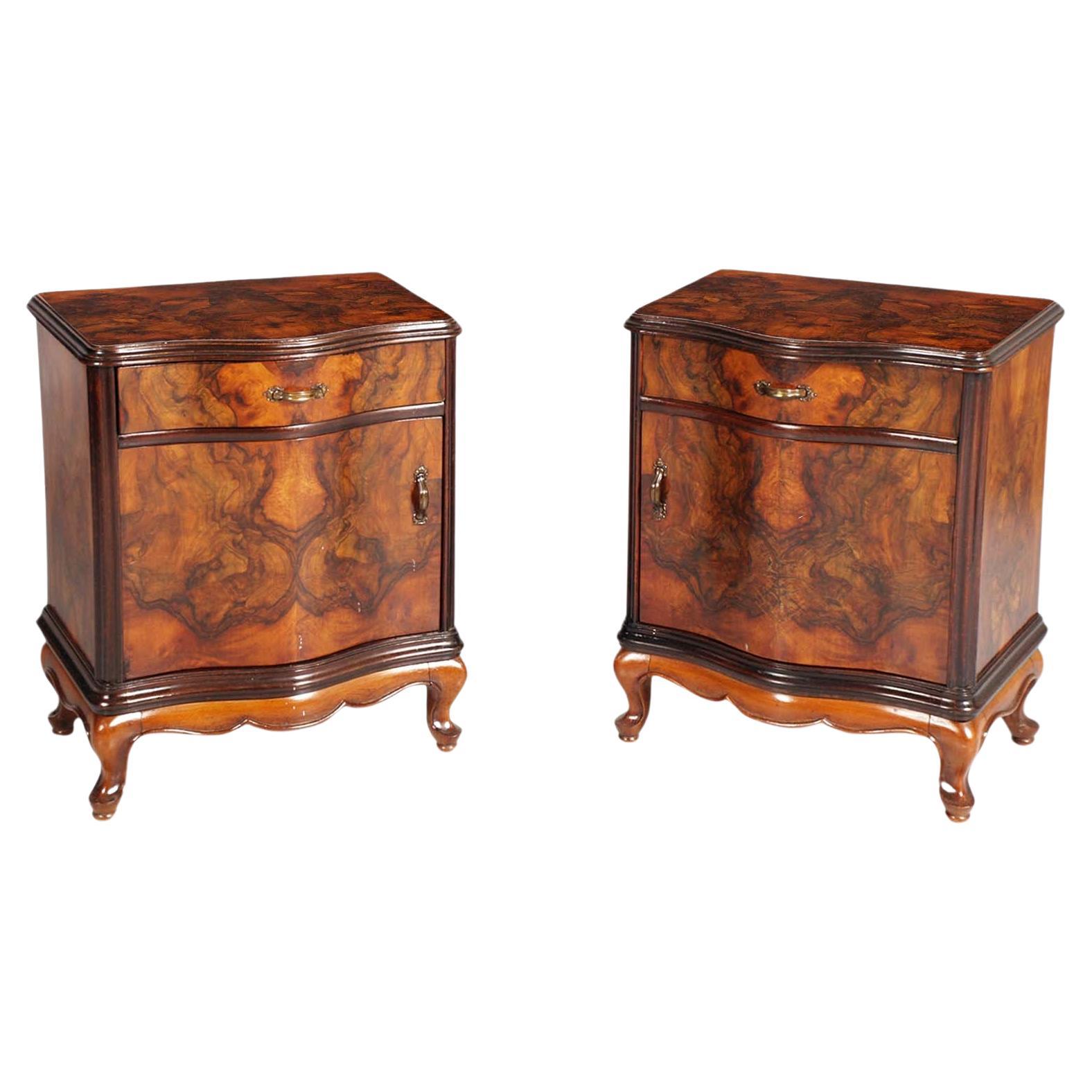 Venice Baroque Naightstands Bella Epoque, Walnut and Briar, by Testolini Freres For Sale