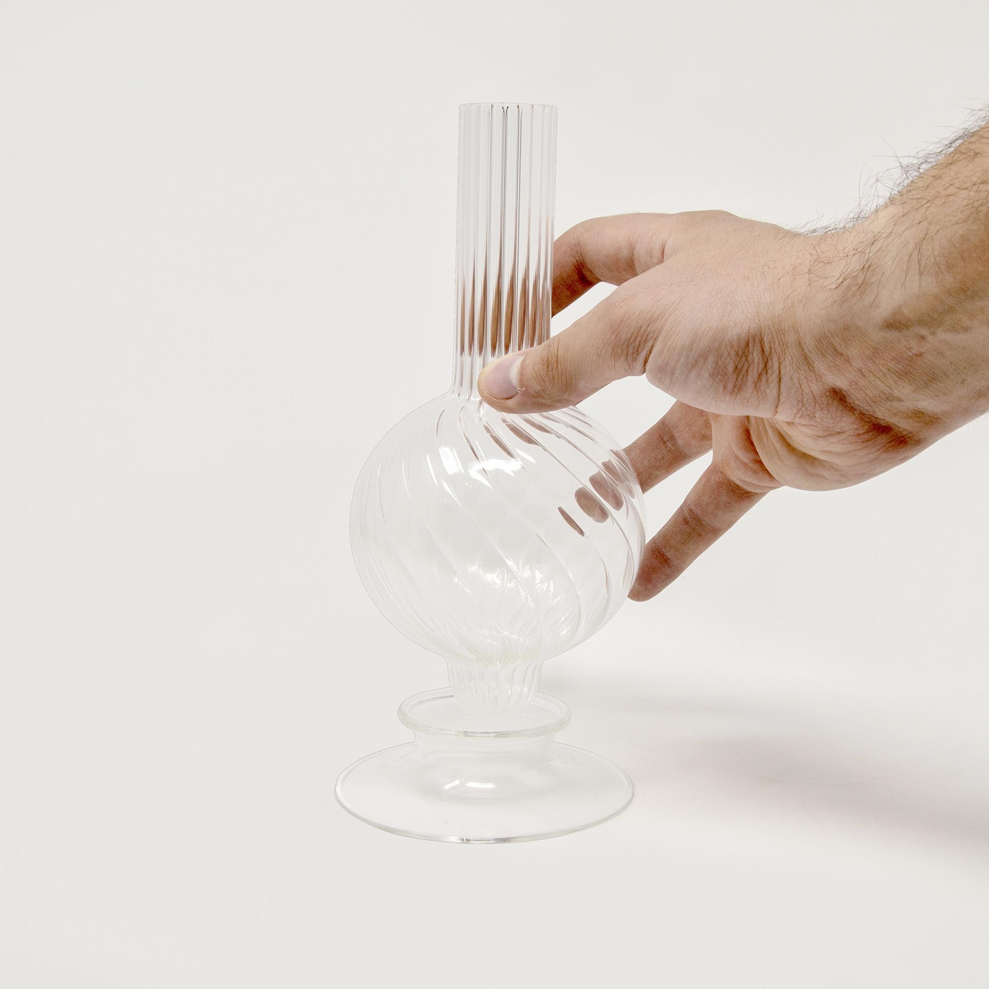 Italian Venice Blown Contemporary Clear Glass Bud Vase 'Dervish Mini' For Sale
