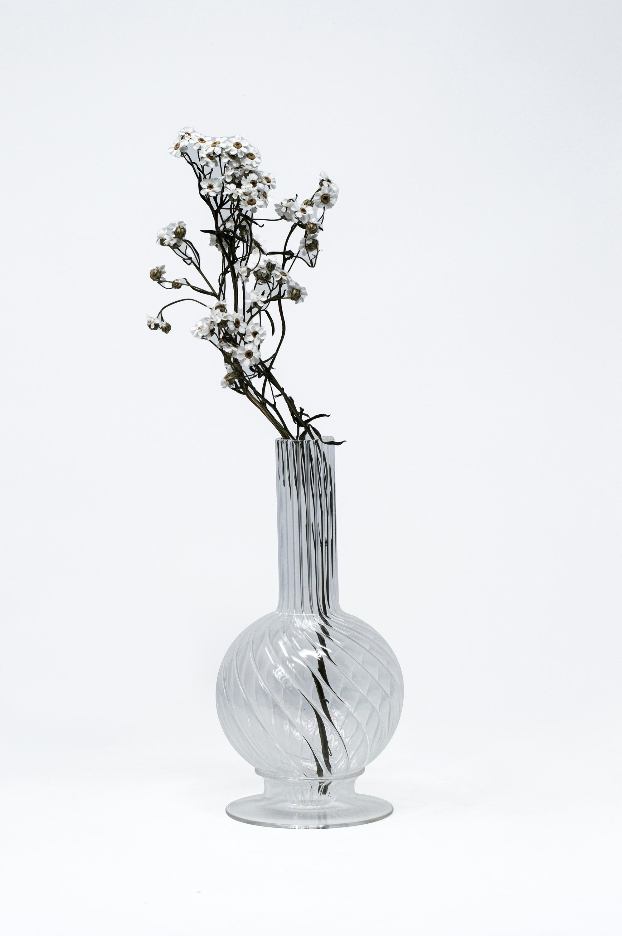 Venice Blown Contemporary Clear Glass Bud Vase 'Dervish Mini' For Sale 1