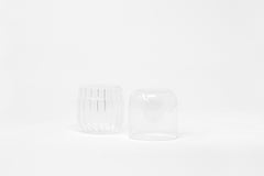 Contenitore minimale in vetro soffiato contemporaneo liscio e rigato 'Innesti S' di Venezia